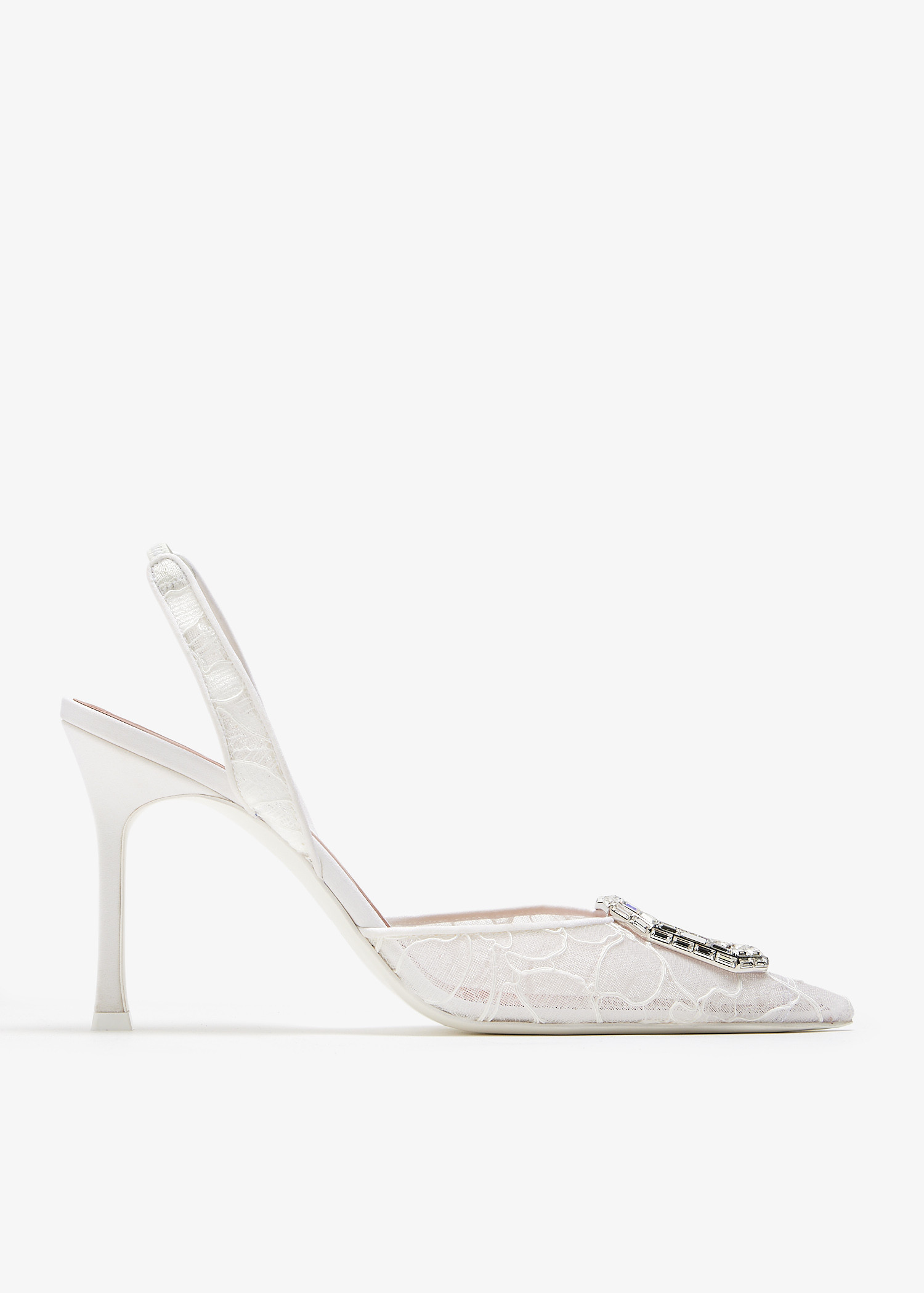 

Camelia lace slingback pumps, White