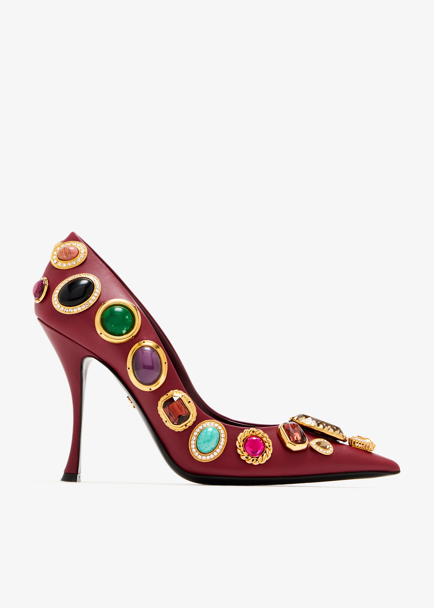 

Stone embroidery pumps, Burgundy