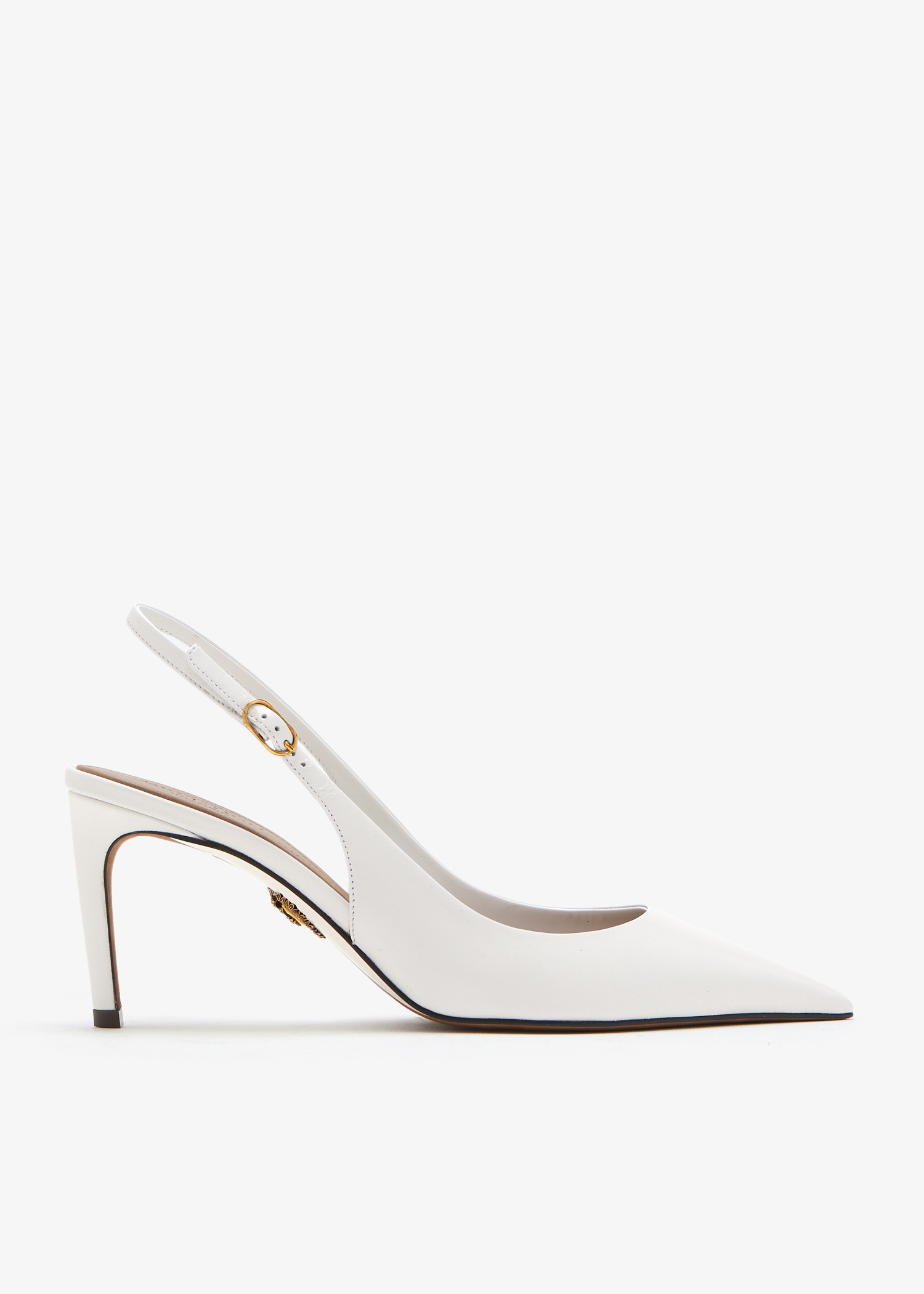 

Polished goatskin slingbacks, White