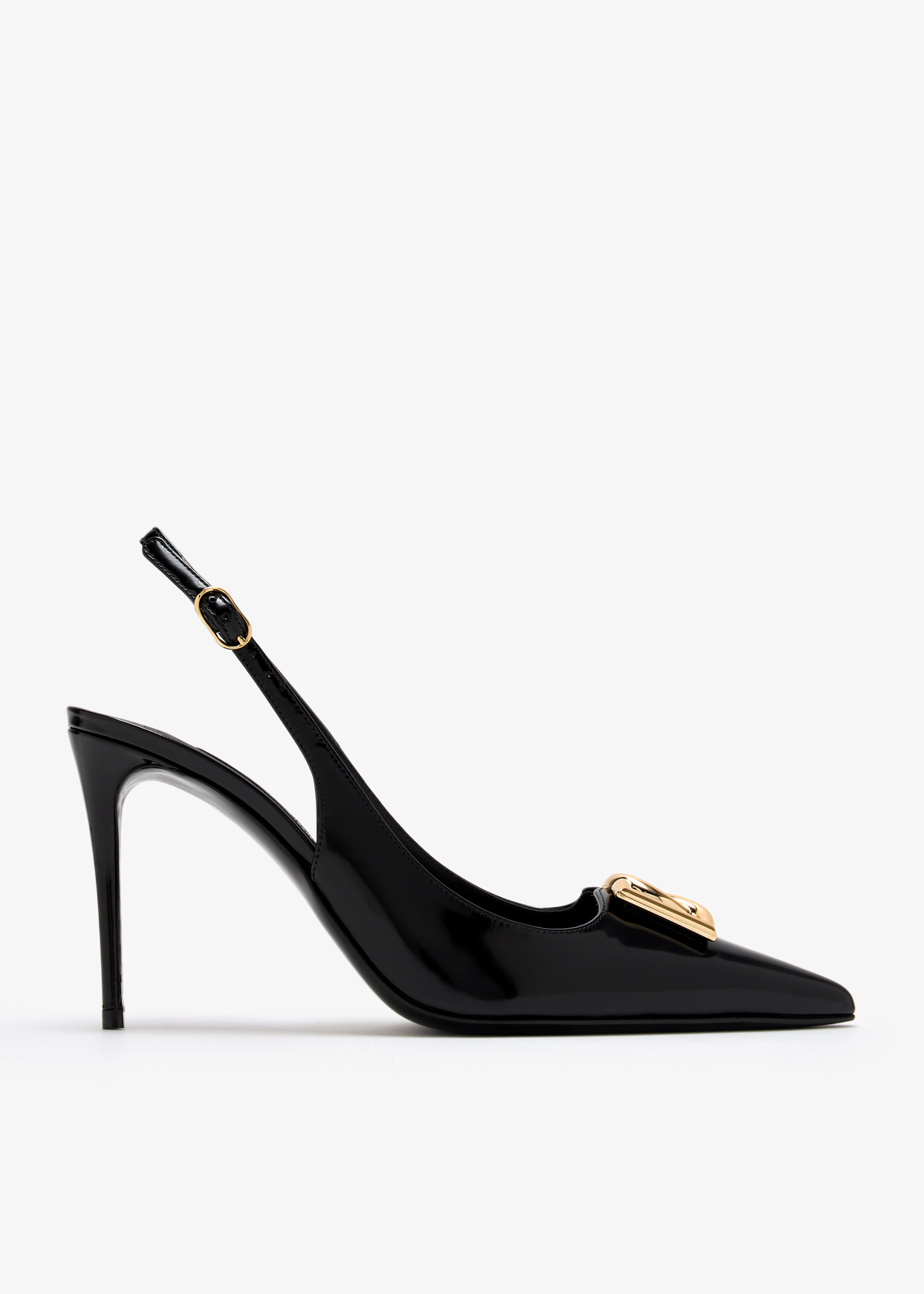 

DG Polished calfskin slingback pumps, Black