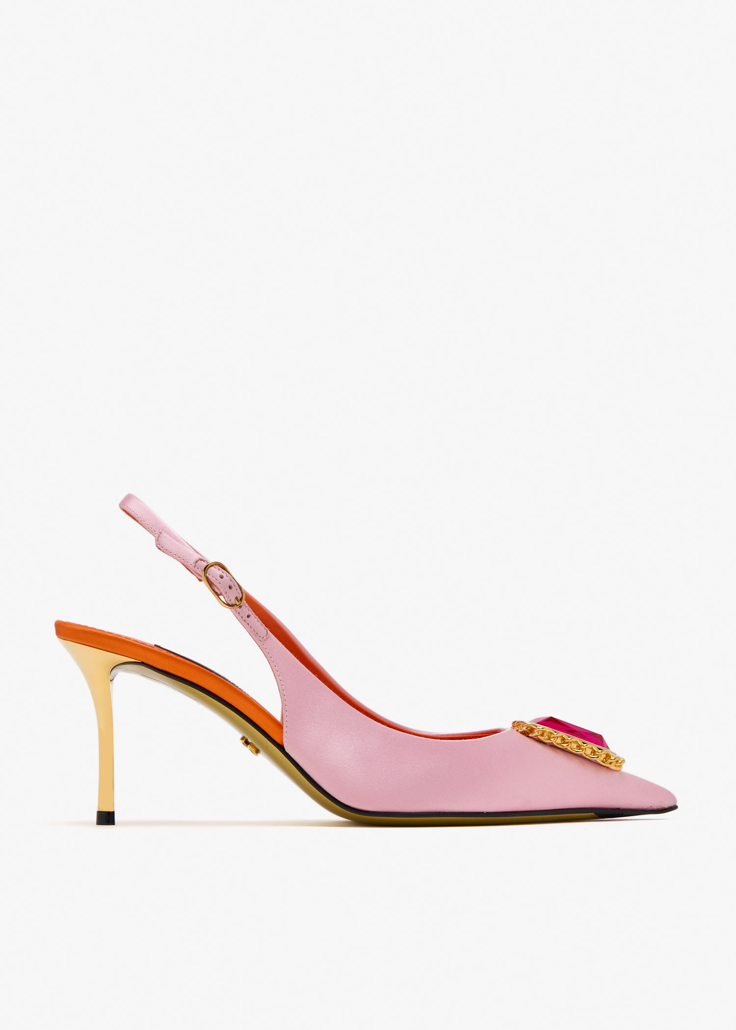 

Embellished satin pumps, Pink
