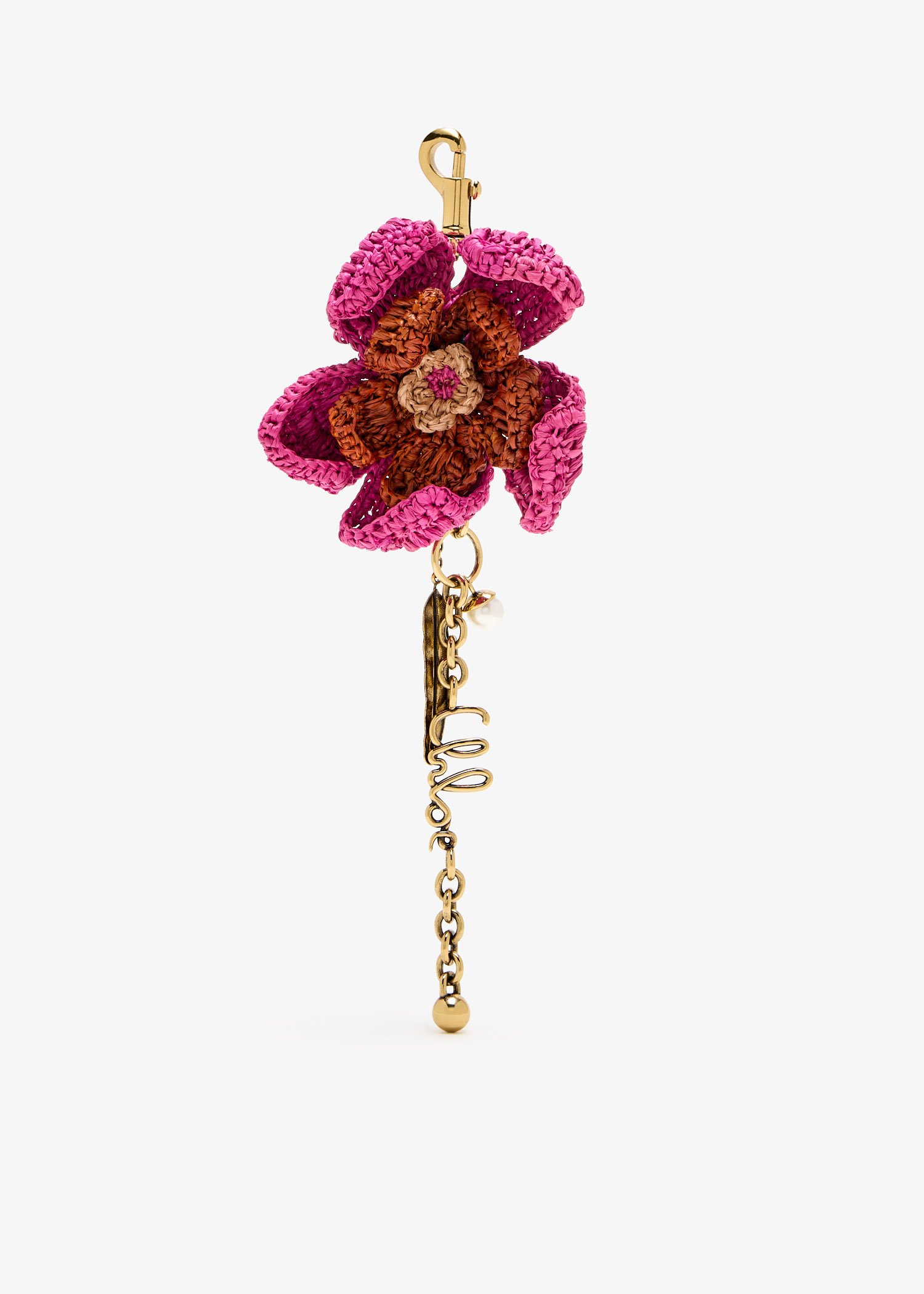 

Flower bag charm, Gold