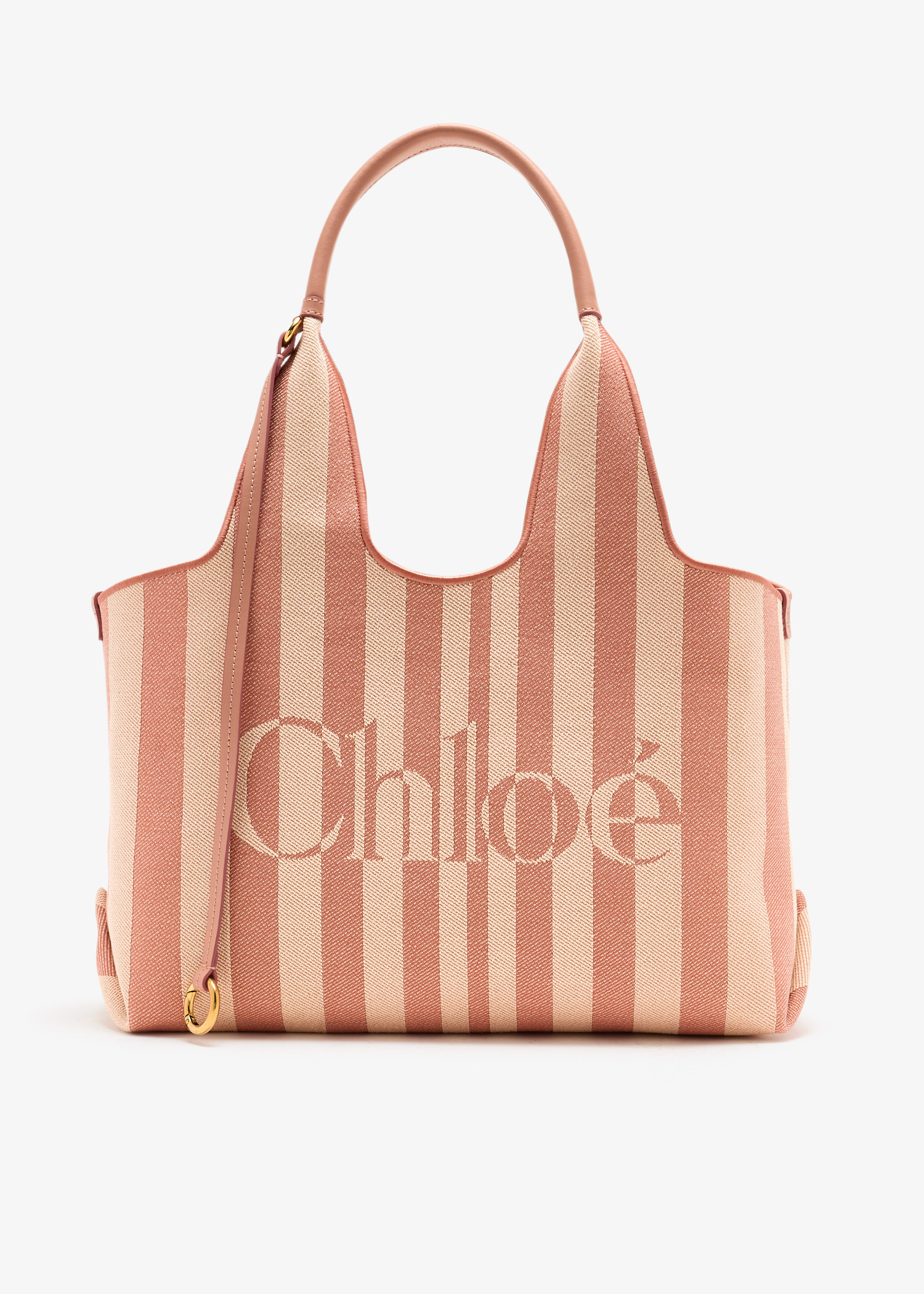 

Stripy large tote bag, Beige