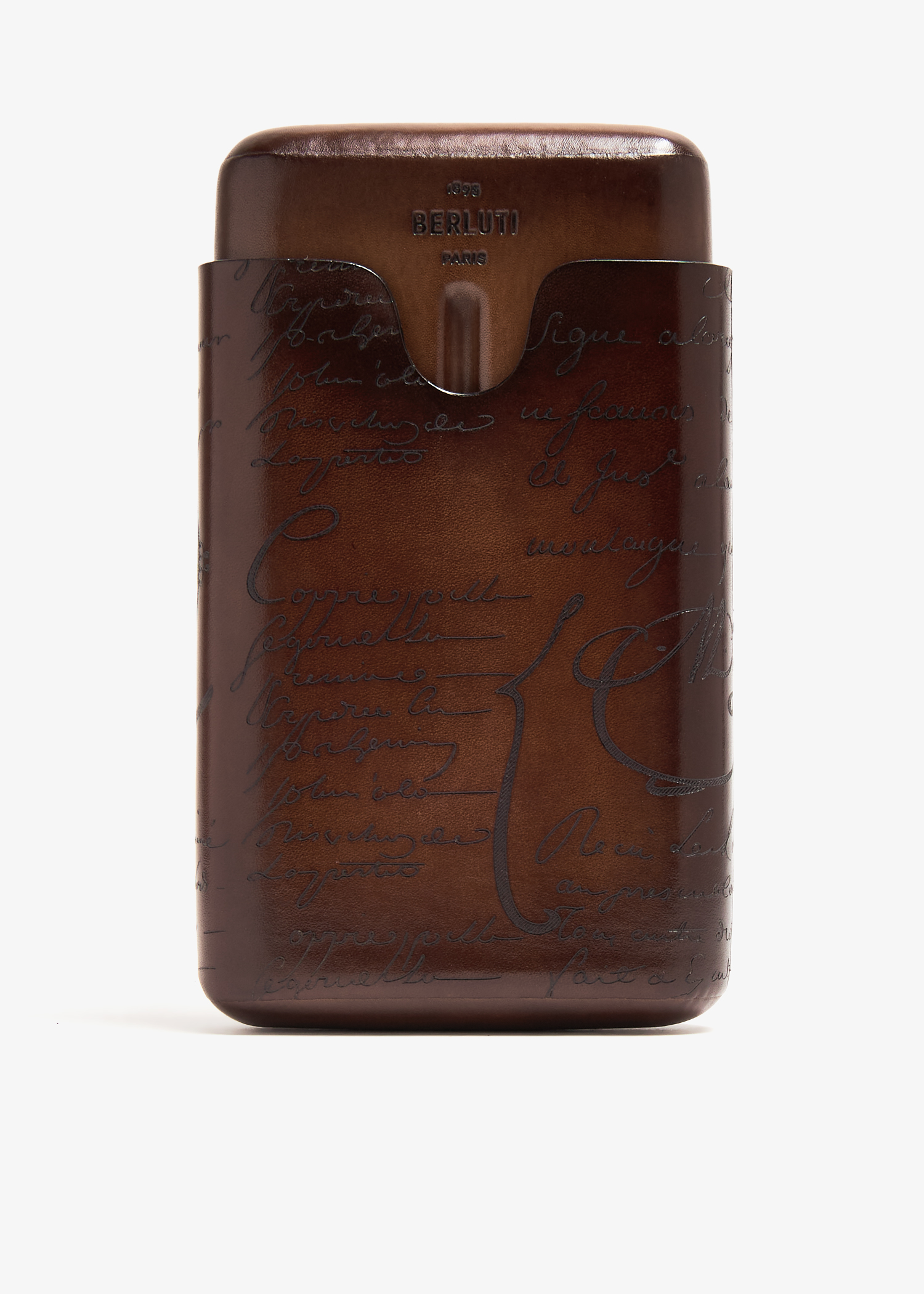 

Scritto leather 4-cigar case, Brown