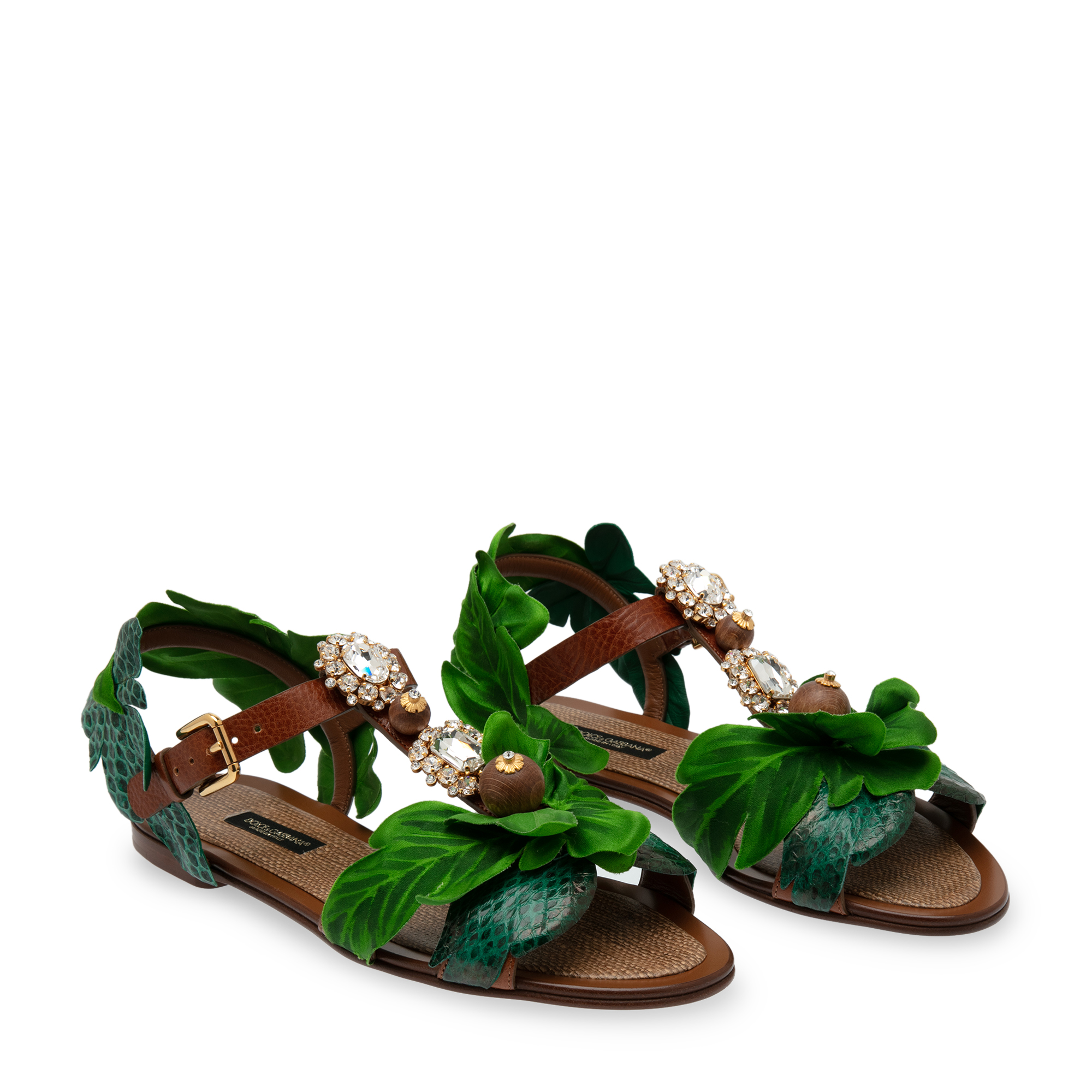 

Foliage sandals, Multi-coloured