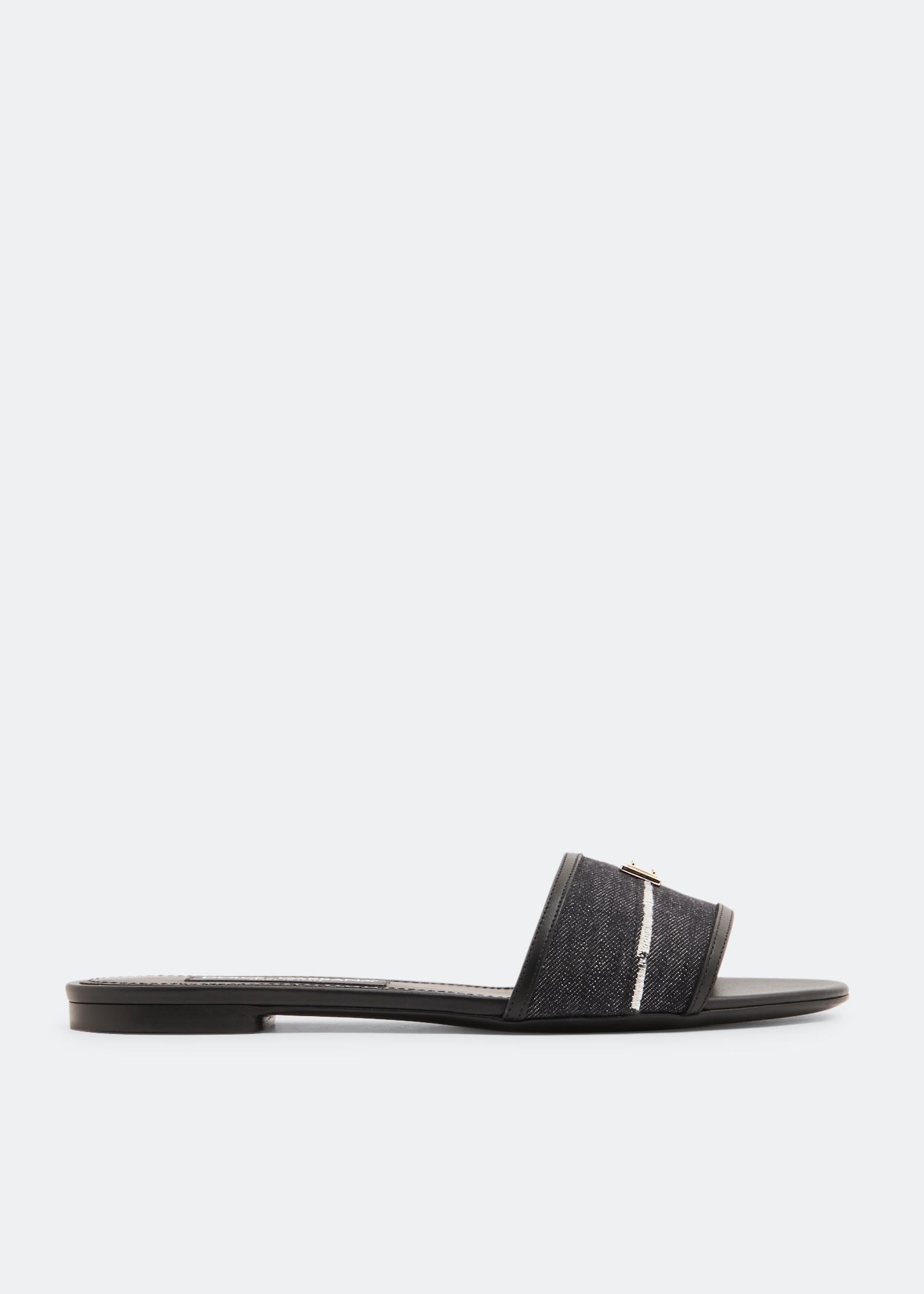 

Denim slide sandals, Black