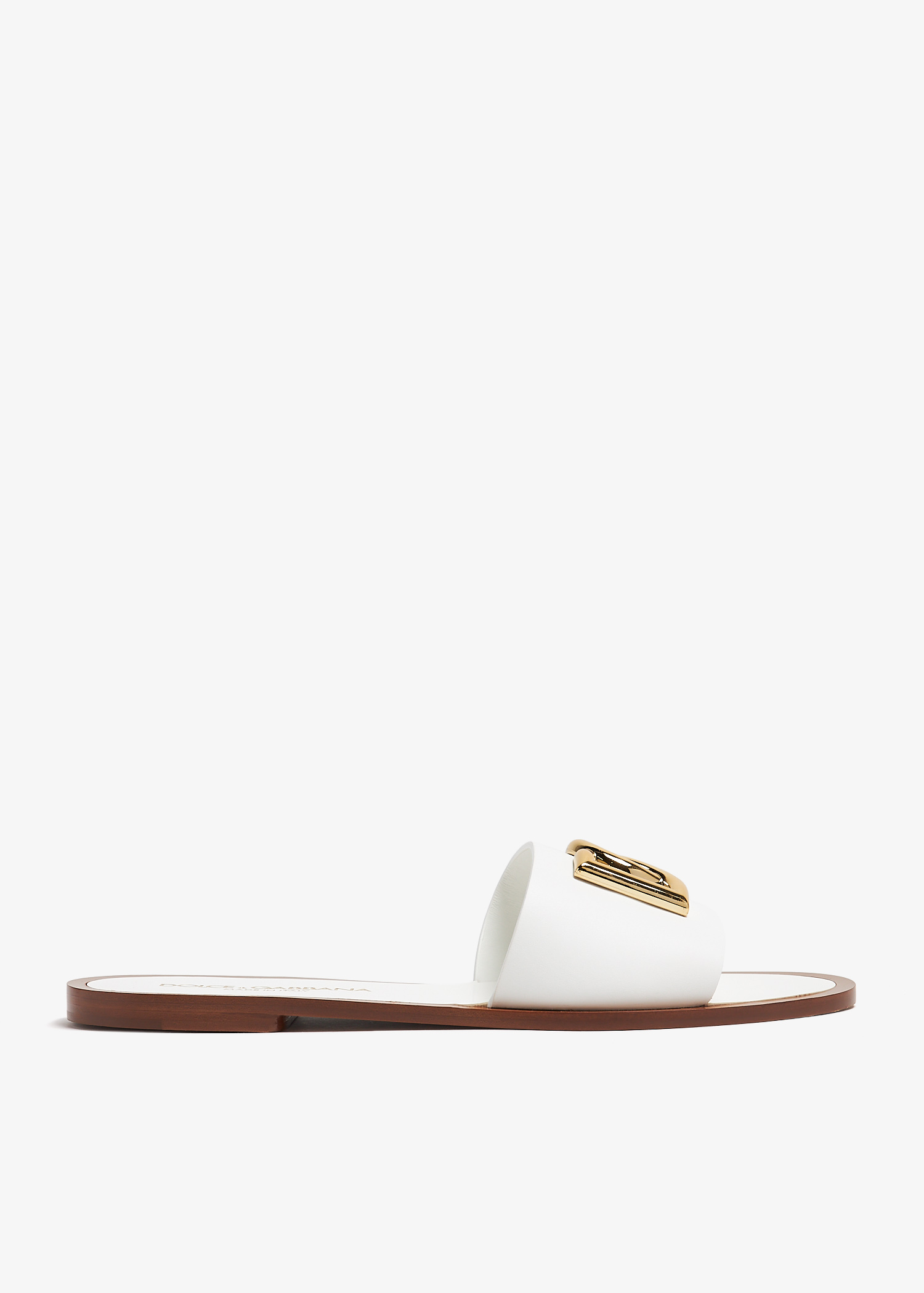 

Calfskin slide sandals, White