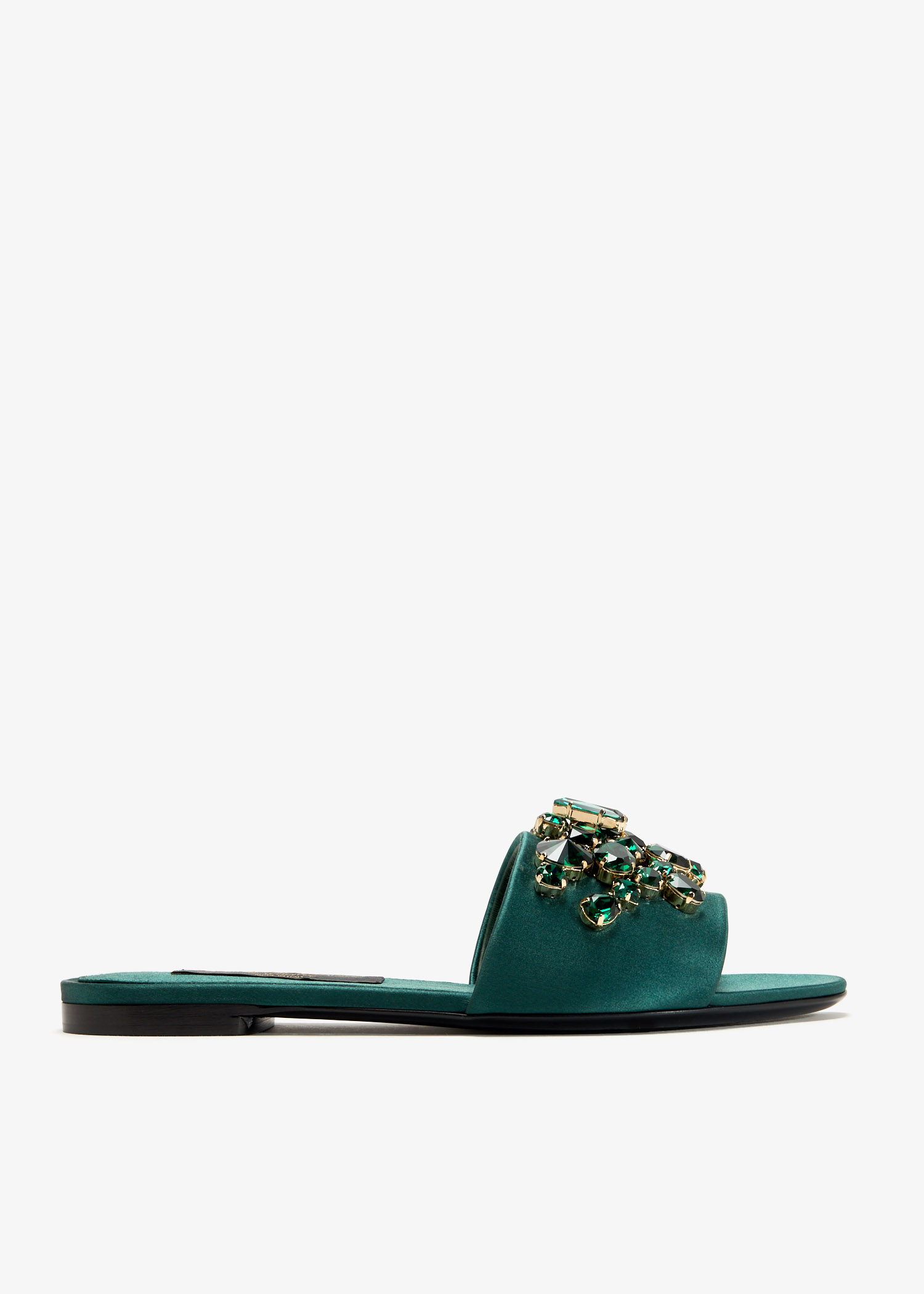 

Gemstone satin sandals, Green