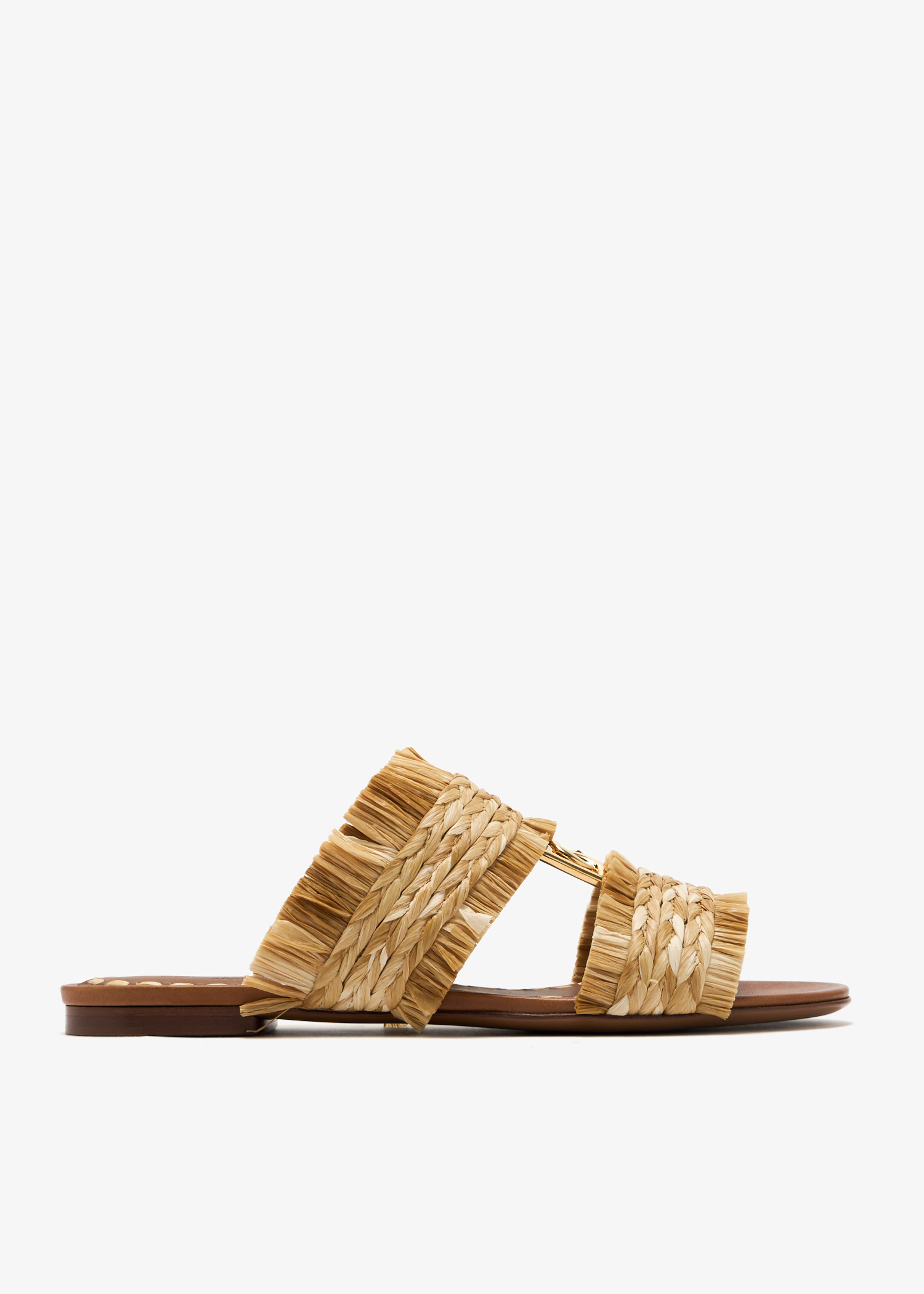 

Braided raffia flat sandals, Beige