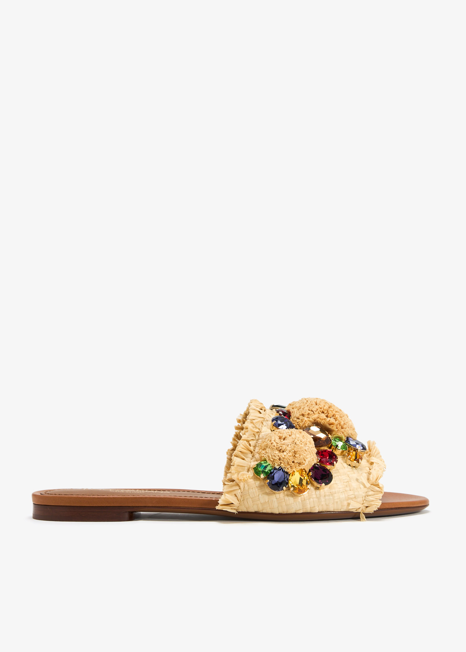 

Gemstone raffia flats, Beige