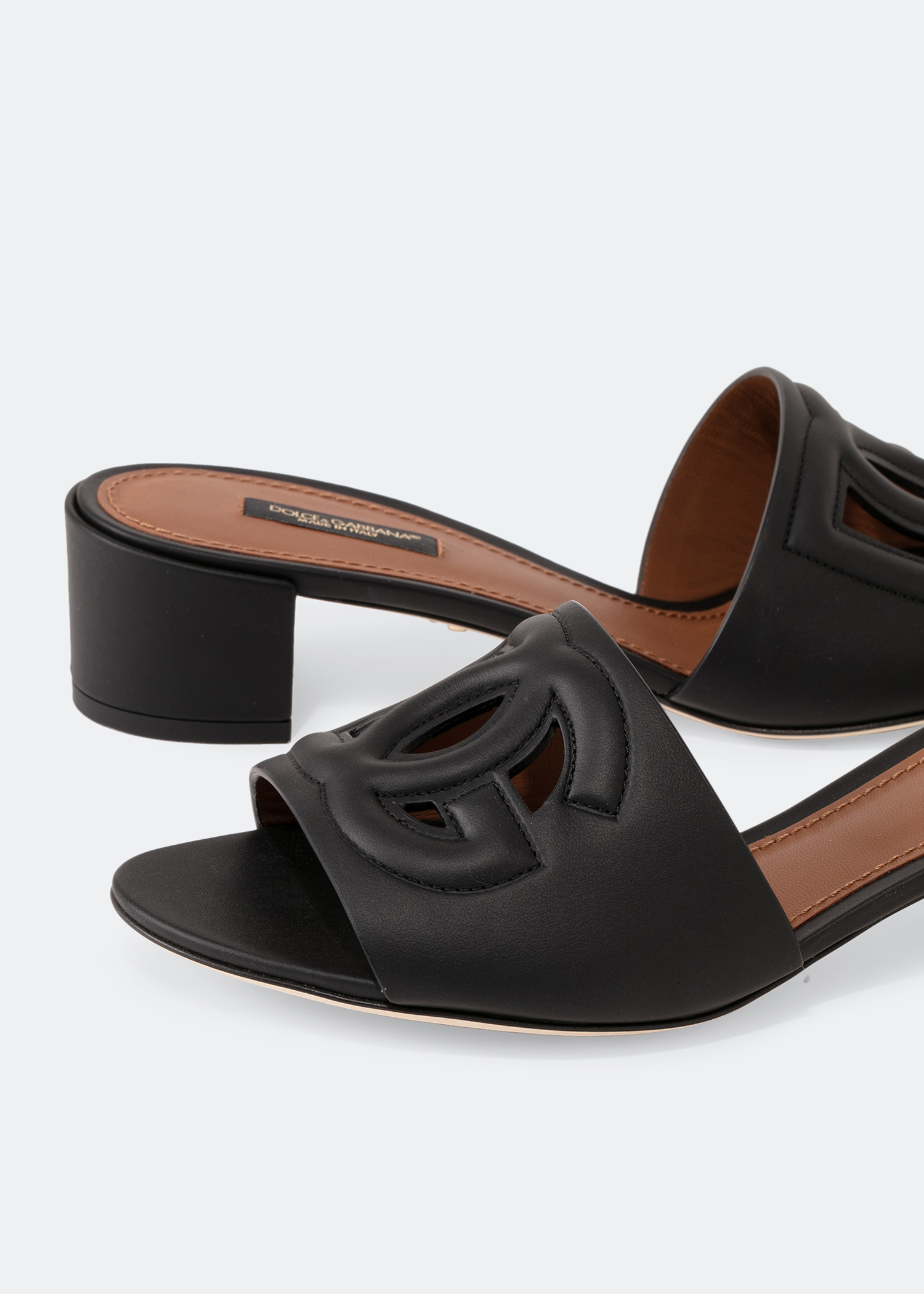 

Embossed leather mules, Black