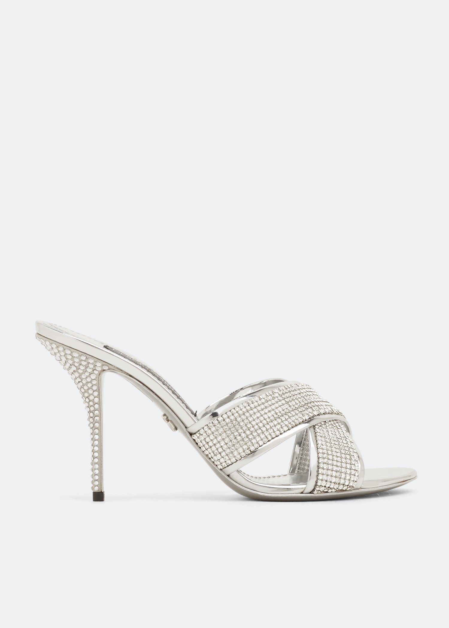 

Crystal mesh mules, Silver