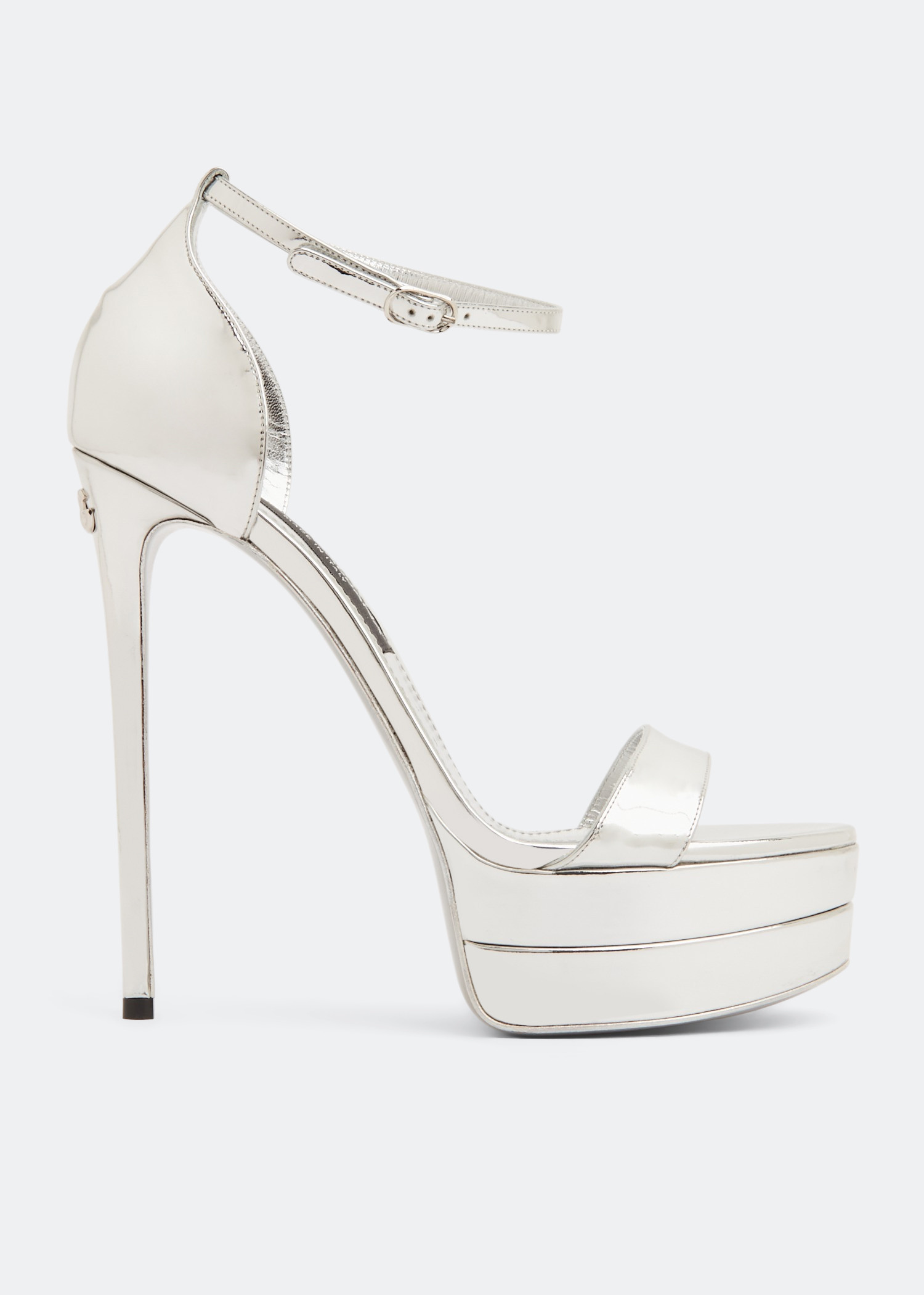 

Leather platform sandals, Silver