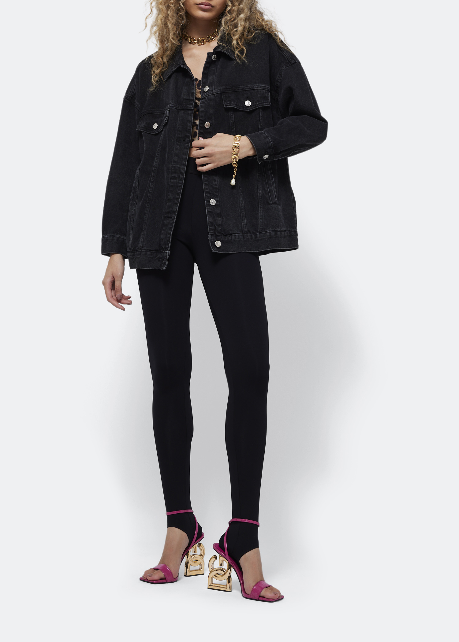 

Embossed leather sandals, Pink