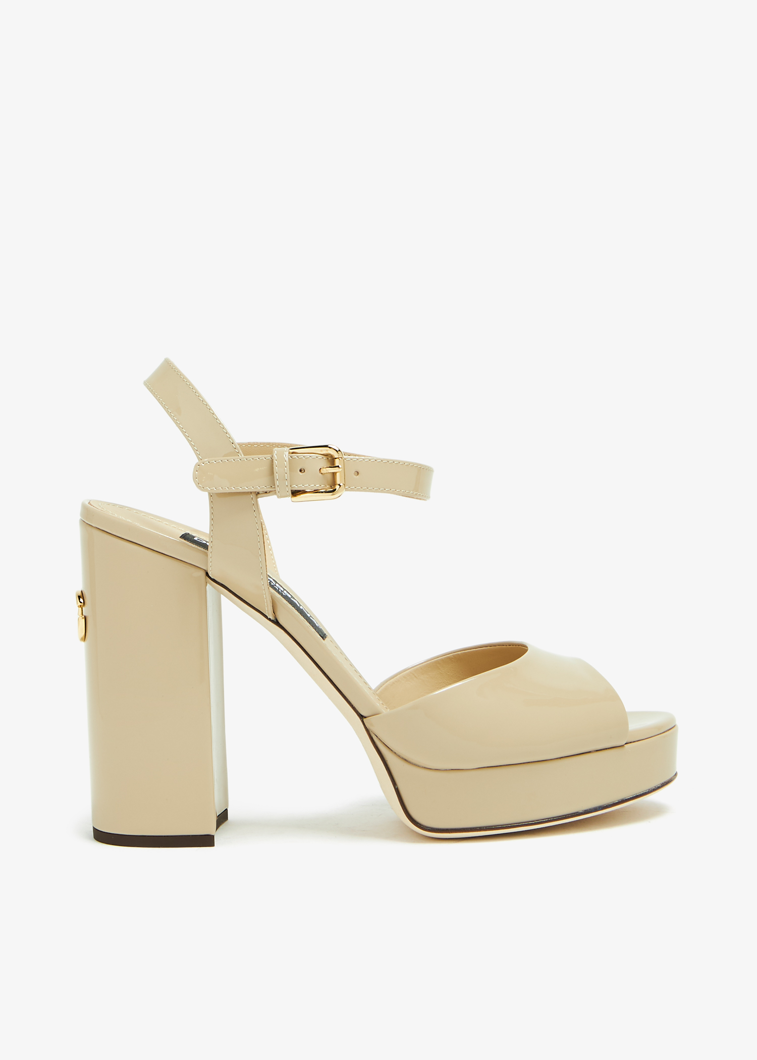 

Patent leather platform sandals, Beige