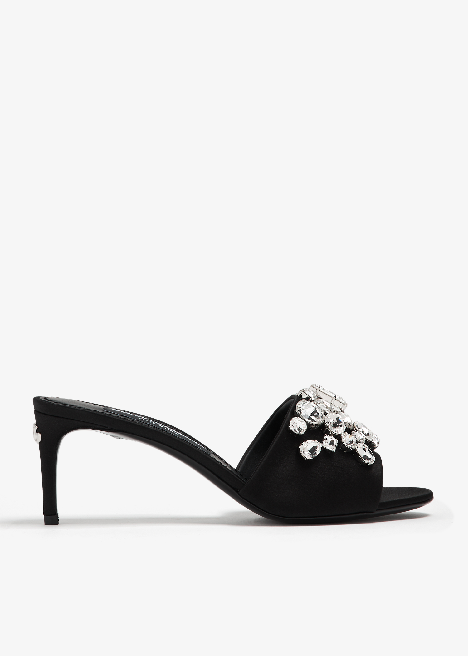 

Gemstone satin mules, Black