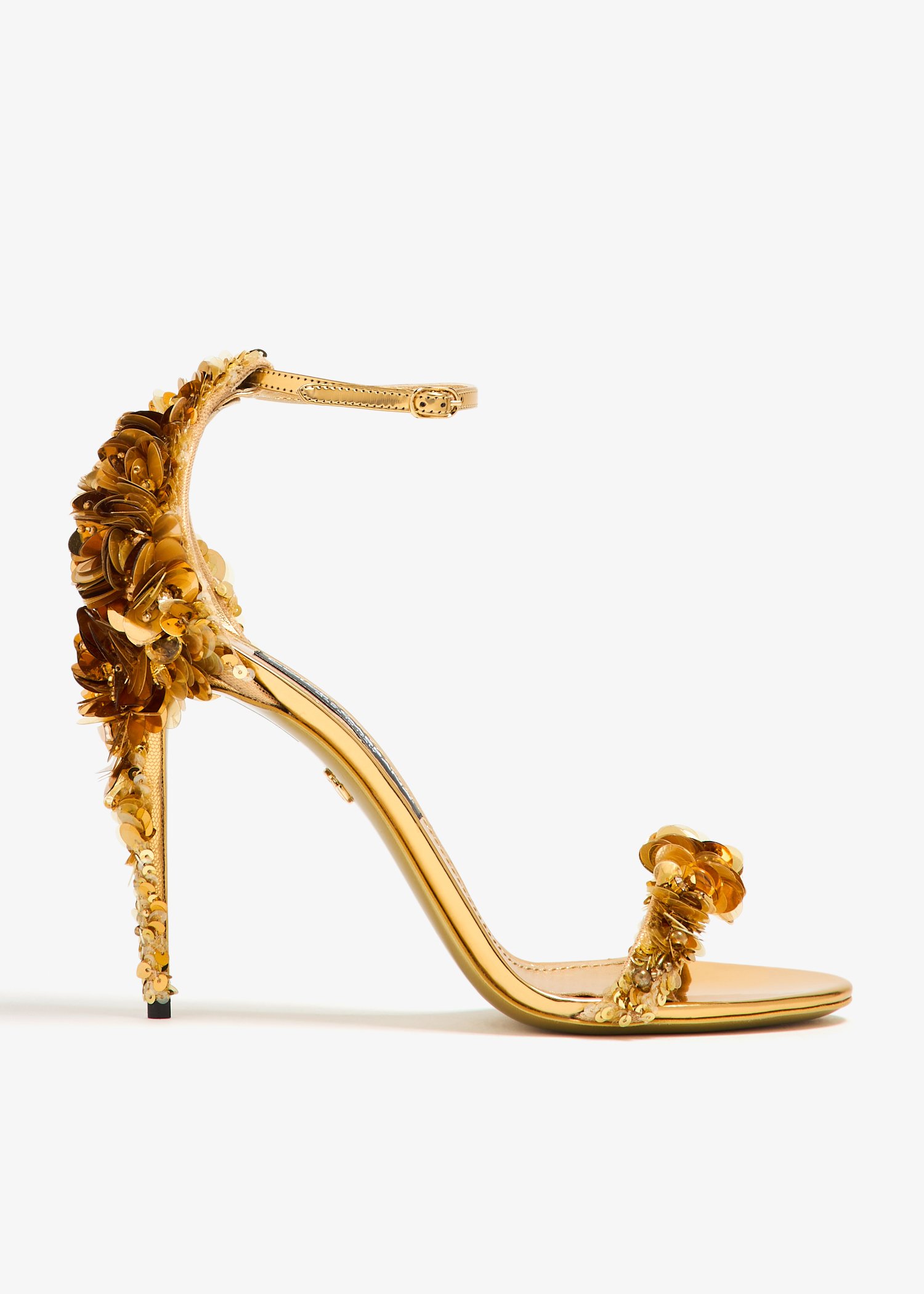 

Embroidered high heel sandals, Gold