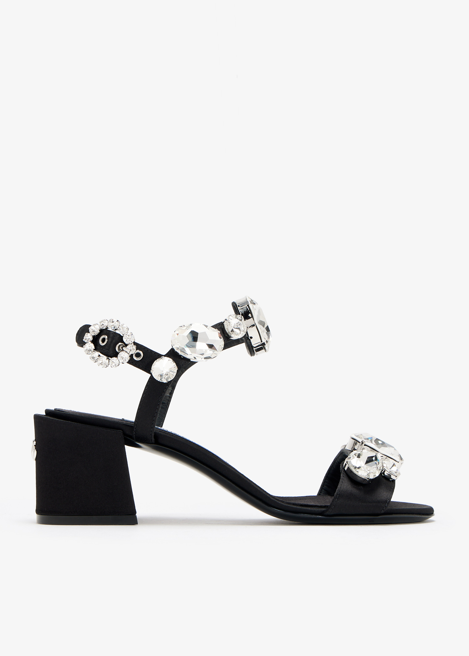 

Gemstone satin sandals, Black