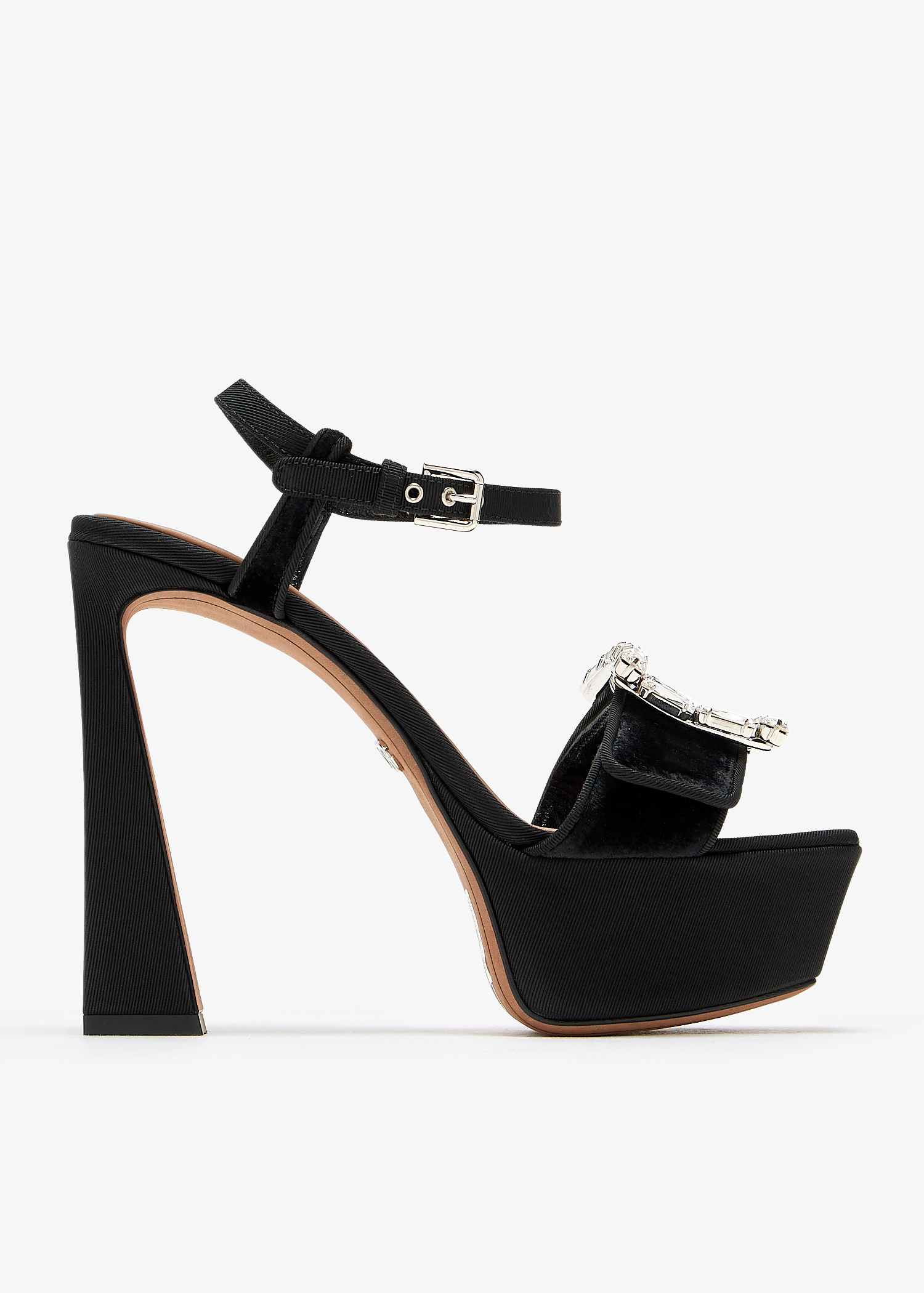 

Bejeweled buckle platform sandals, Black