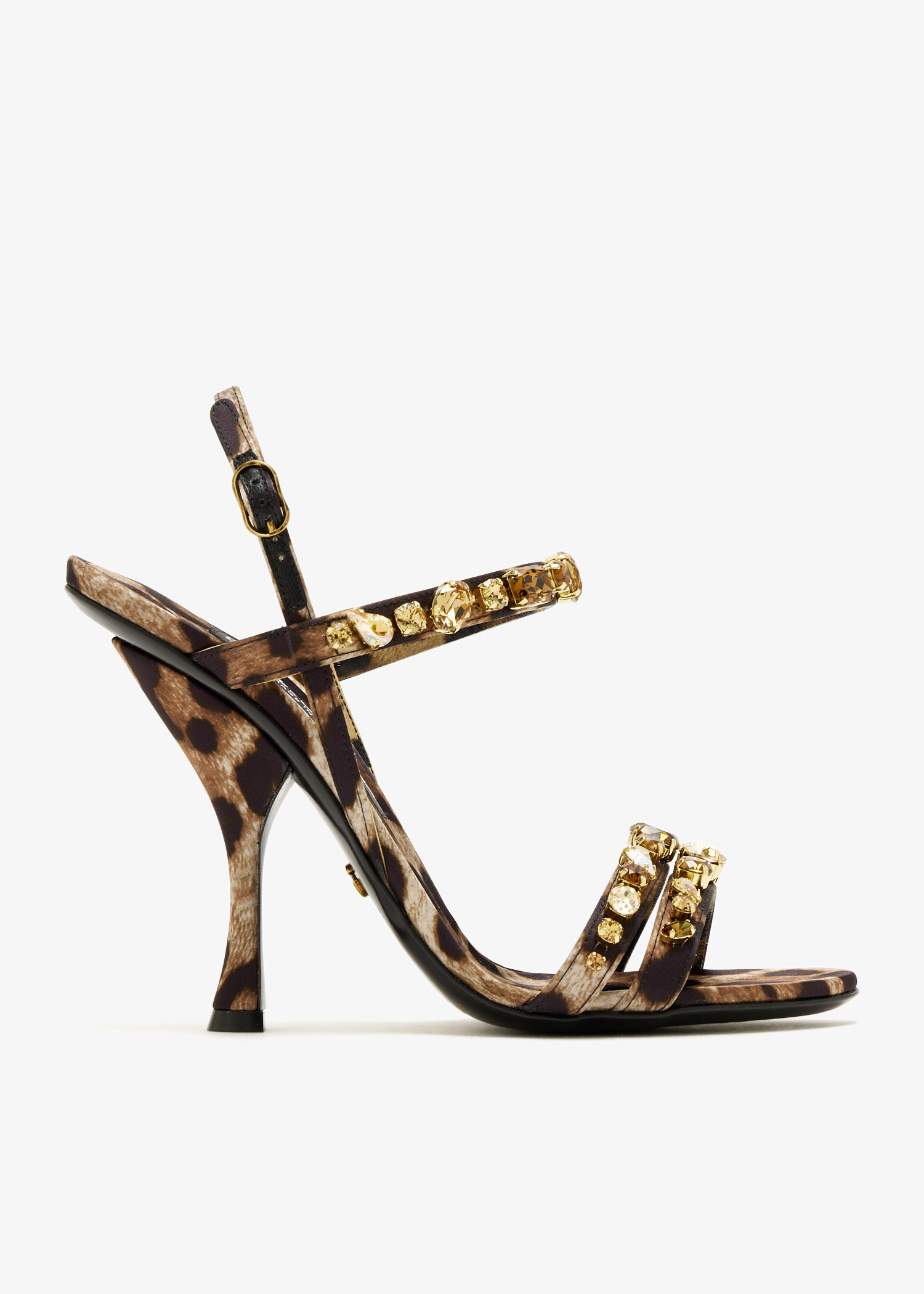 

Crystal-embellished satin sandals, Animal printed