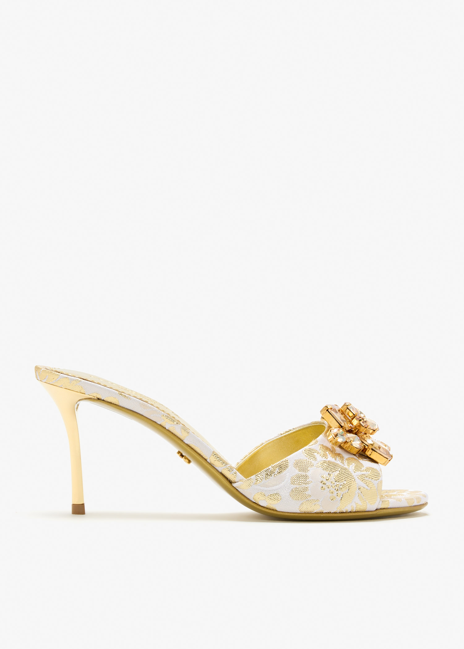 

Crystal brocade mules, Cream