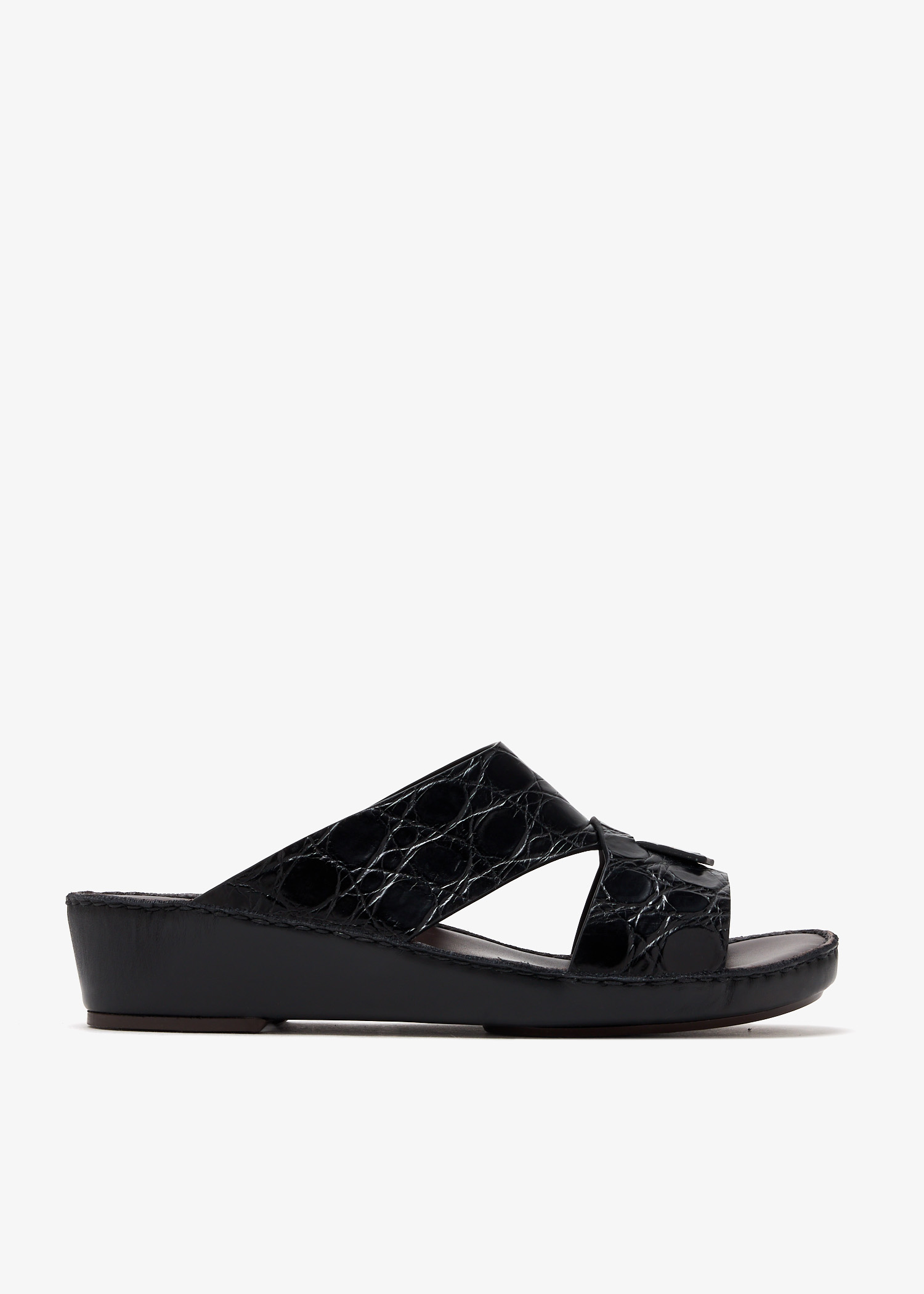 

Piega Cucire crocodile leather sandals, Black