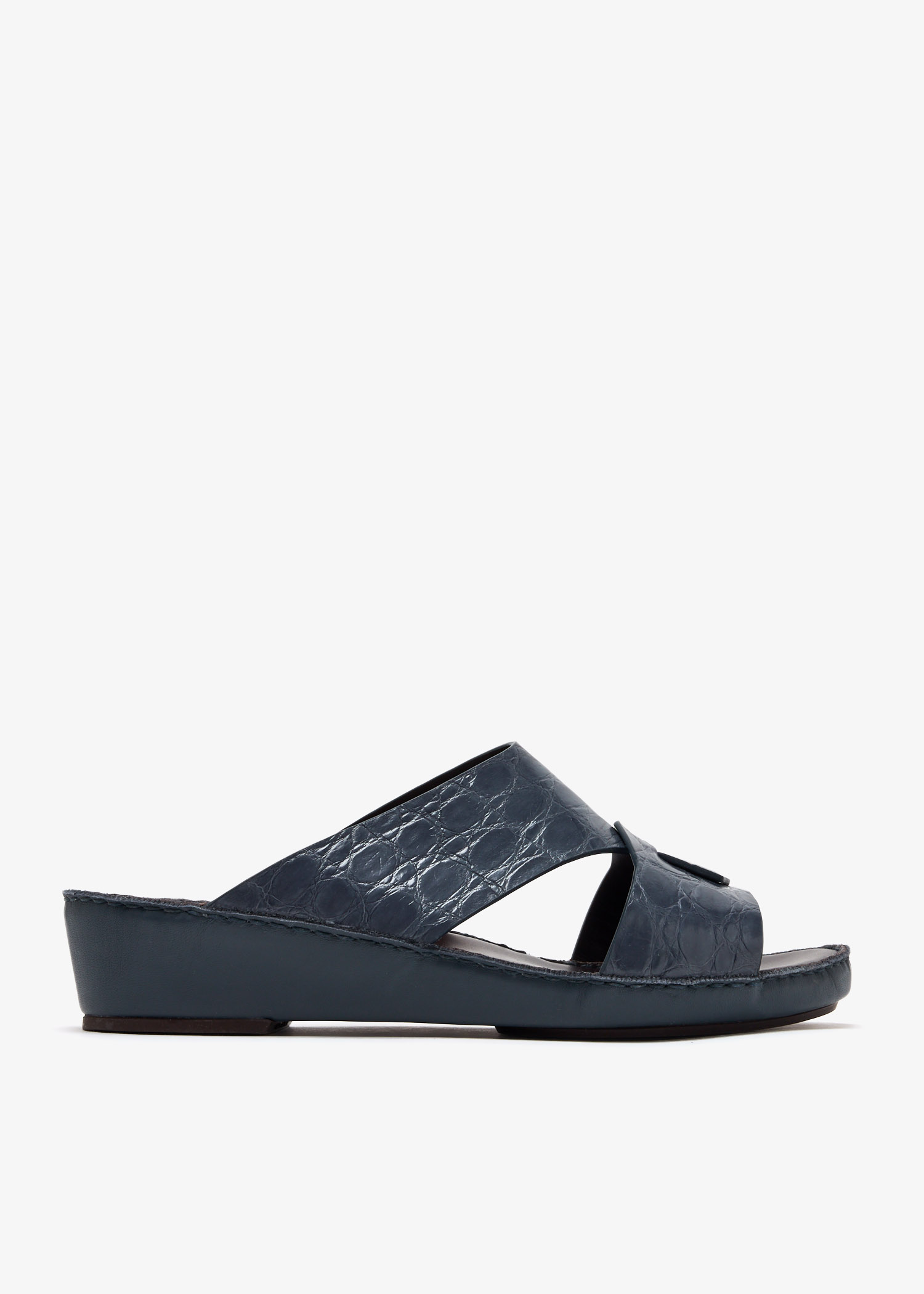

Piega Cucire crocodile leather sandals, Navy