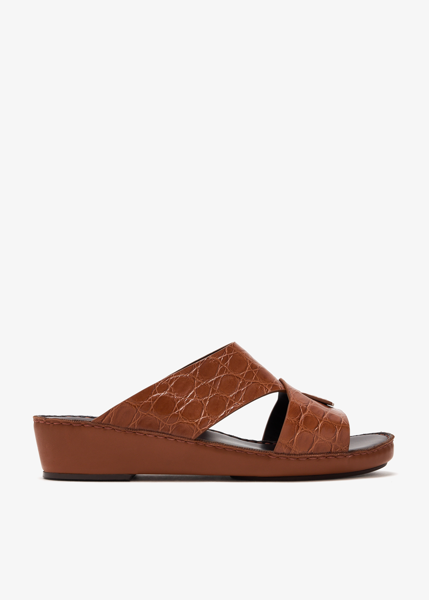 

Piega Cucire crocodile leather sandals, Brown