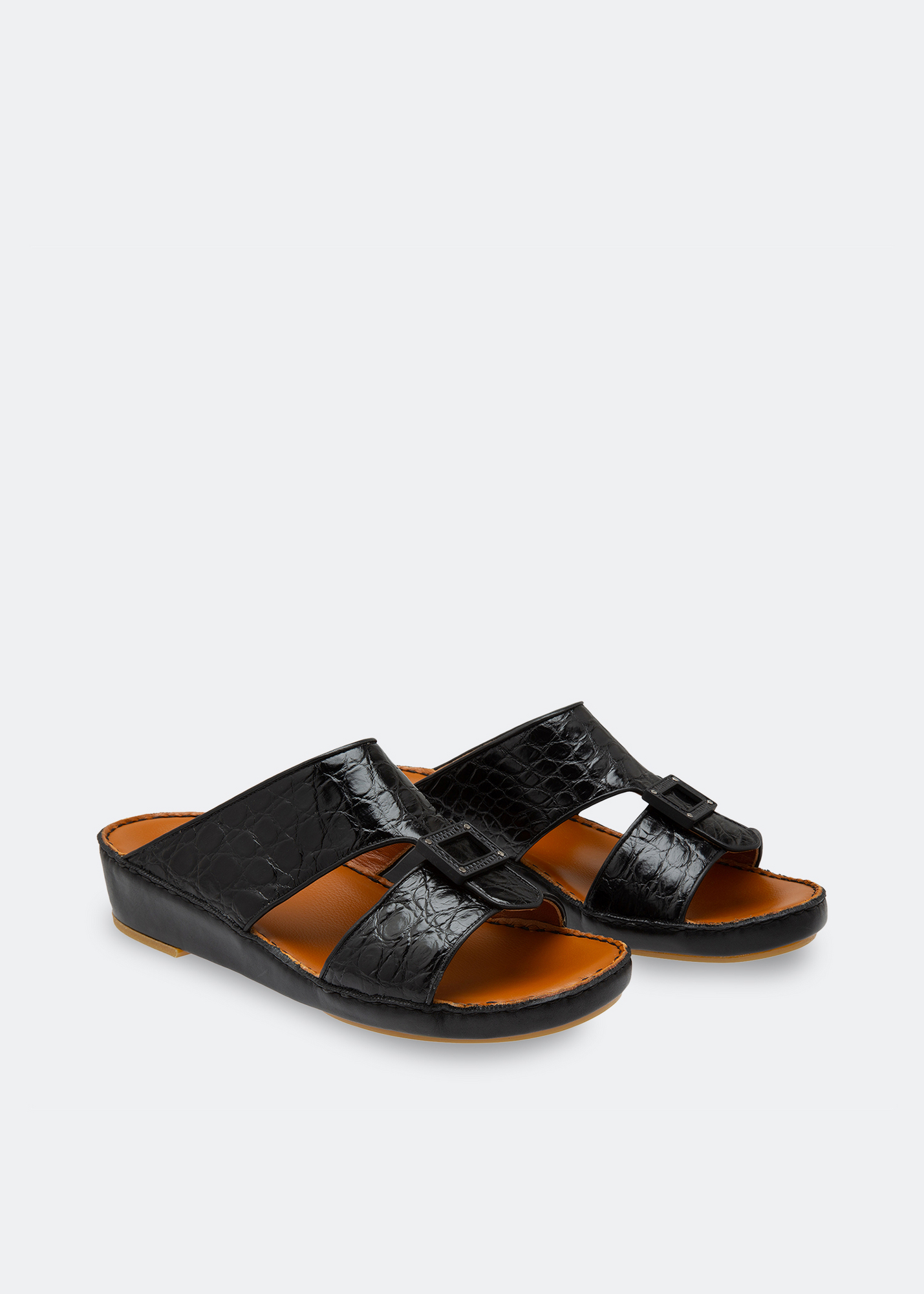 

Croc leather sandals, Black