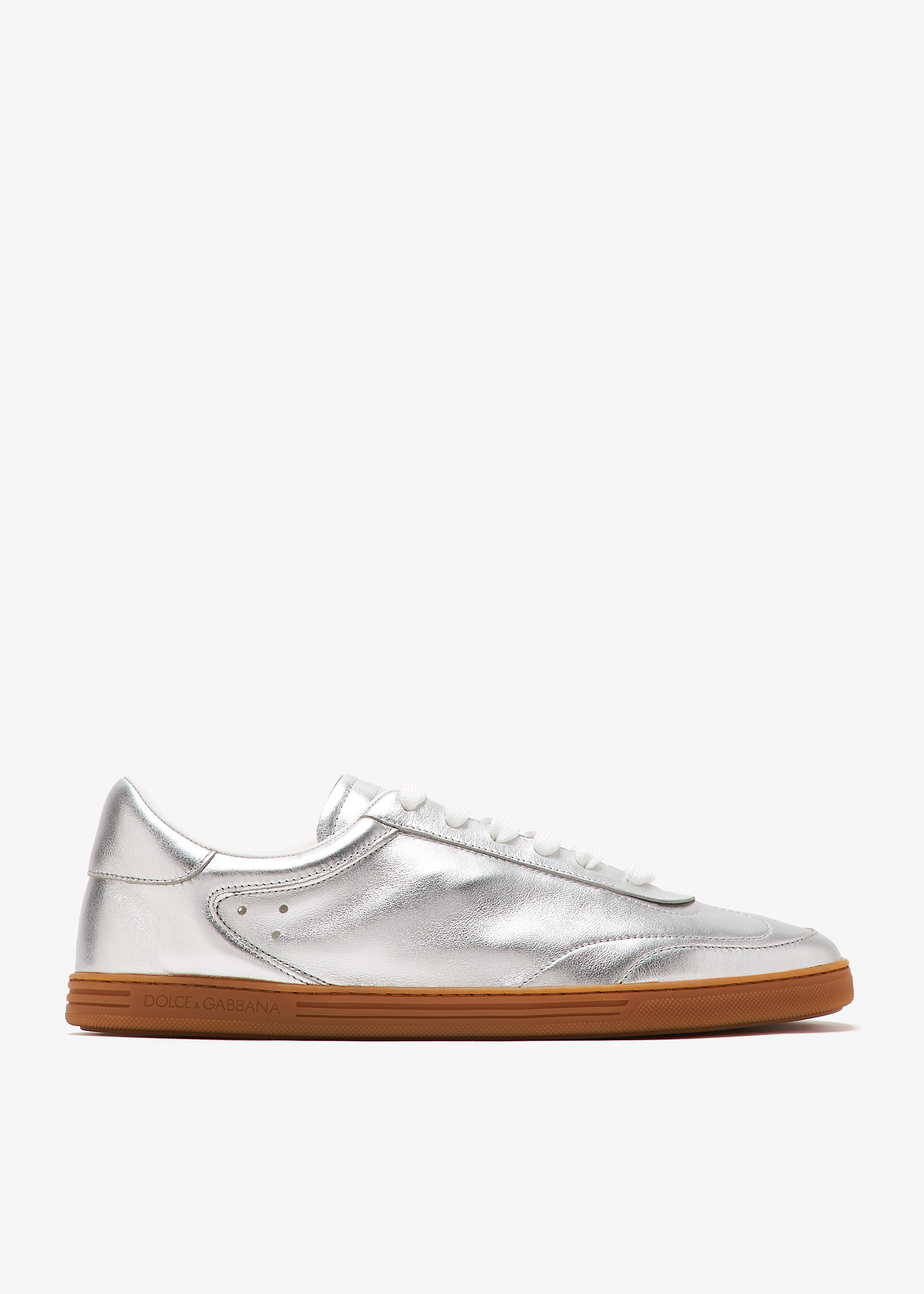 

Saint Tropez foiled leather sneakers, Silver