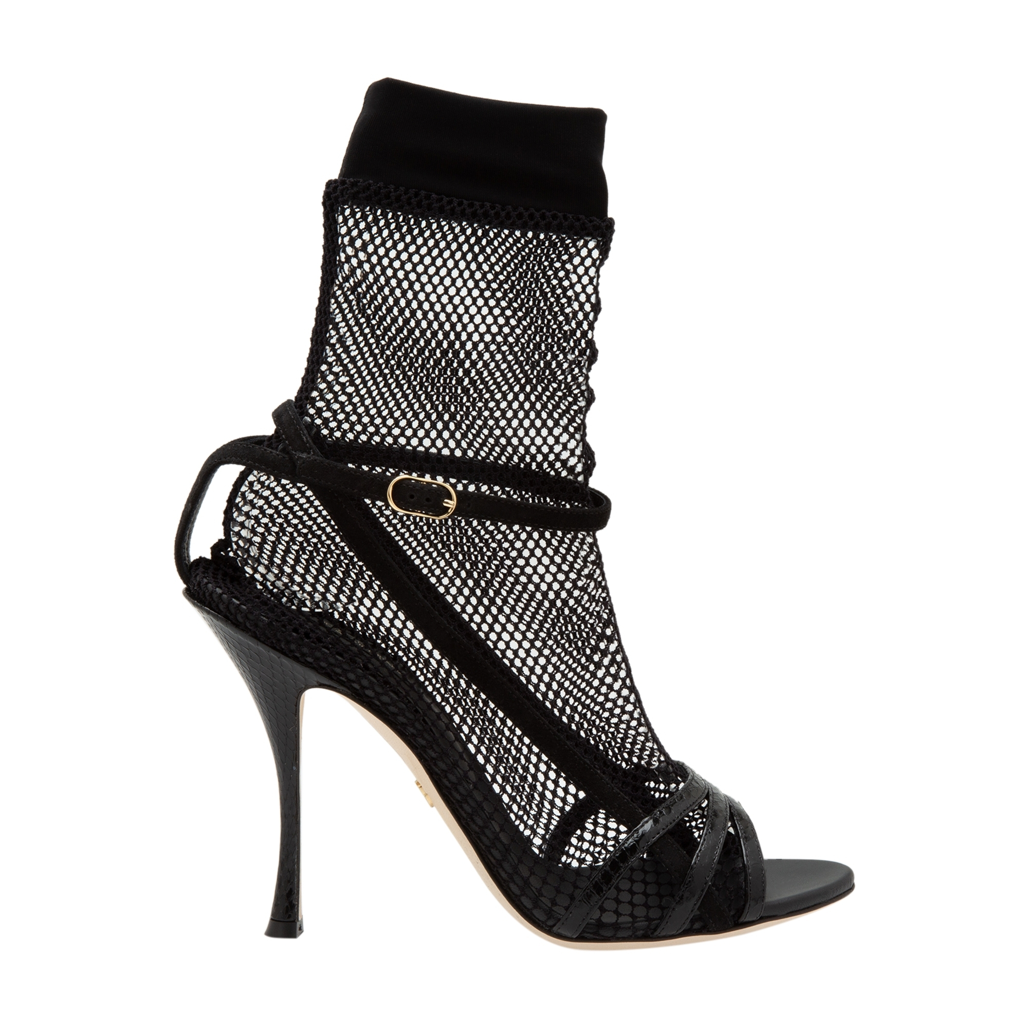 

Leather and mesh sandals, Black