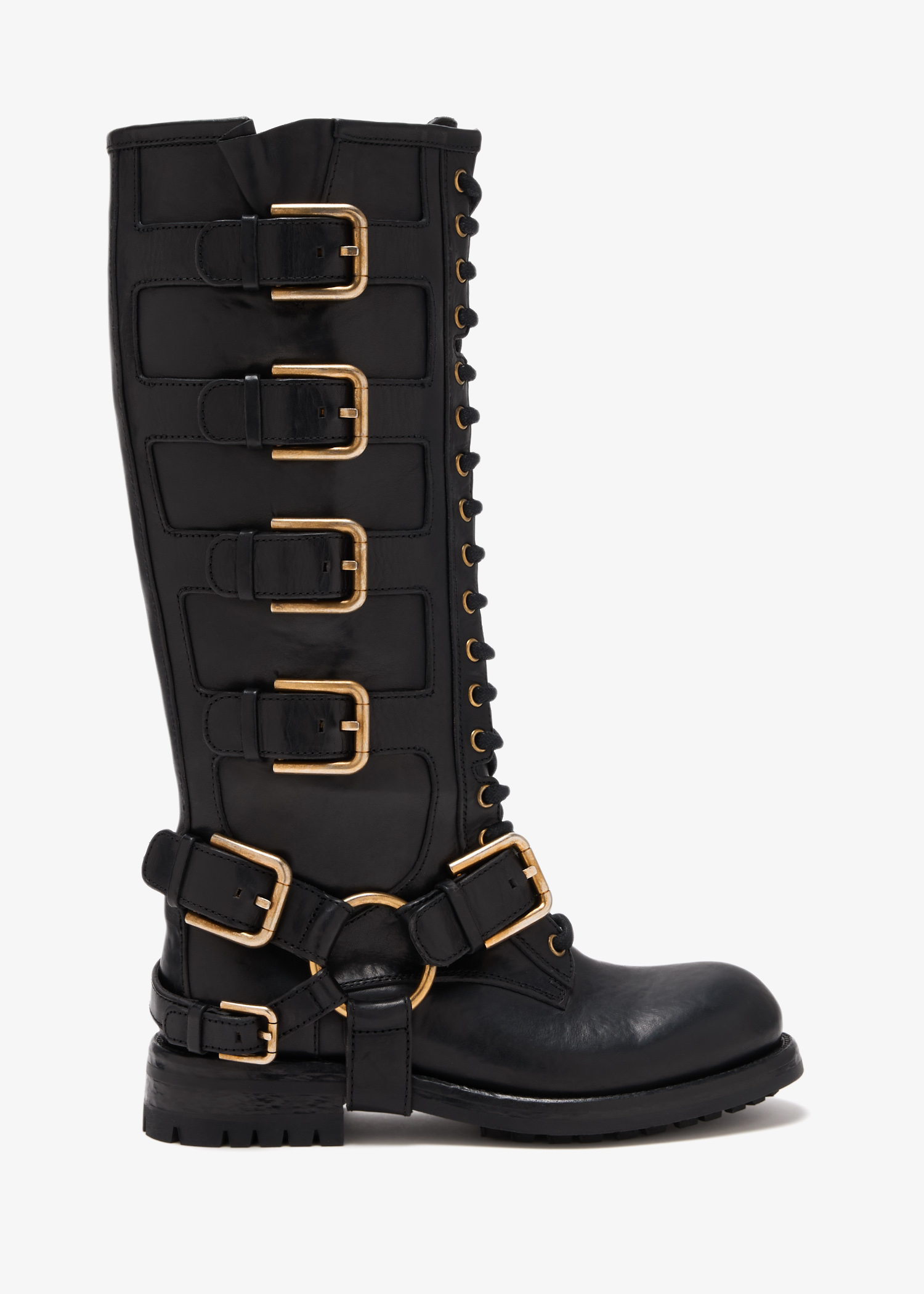 

Leather biker boots, Black