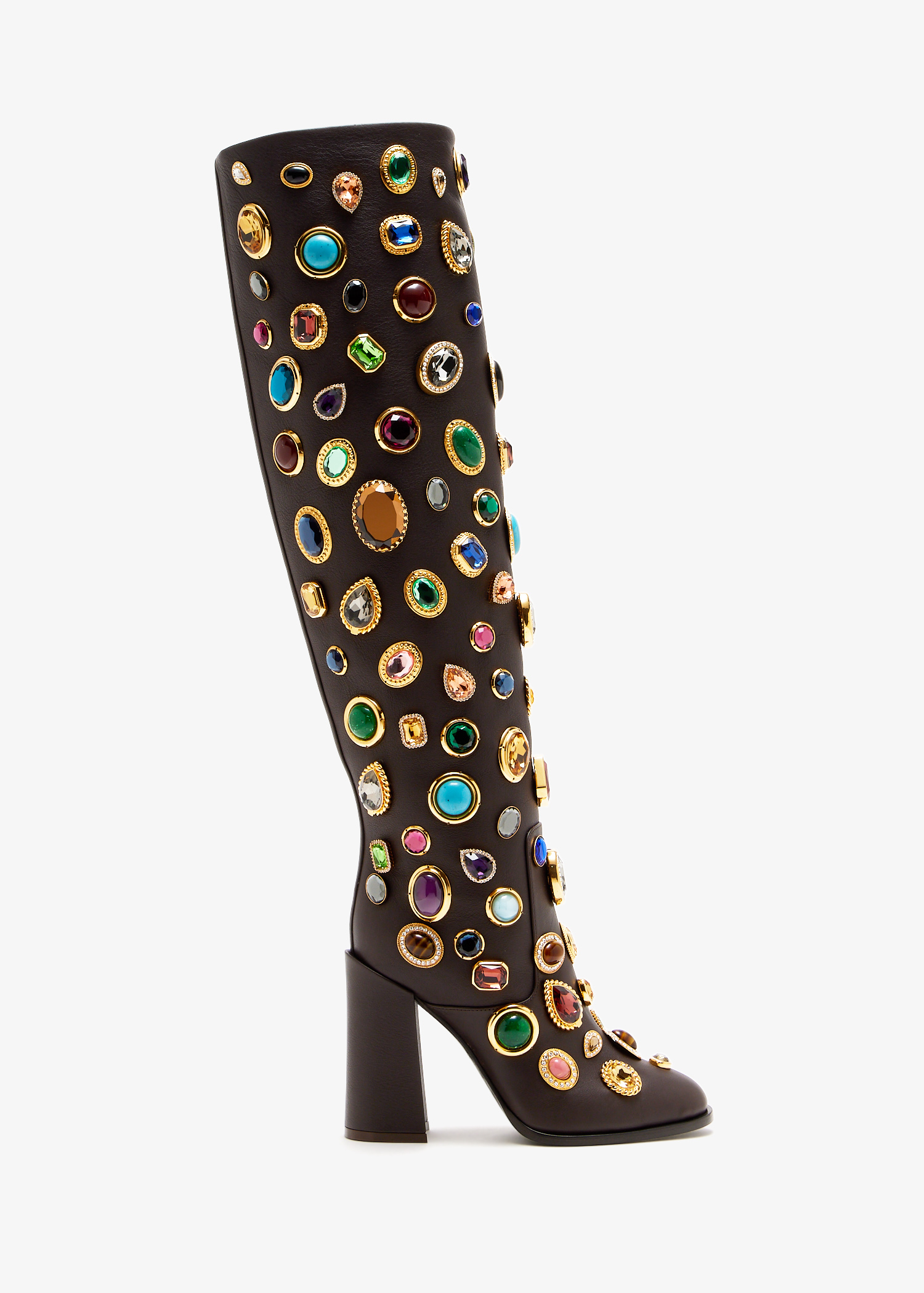 

Stone embroidery boots, Brown