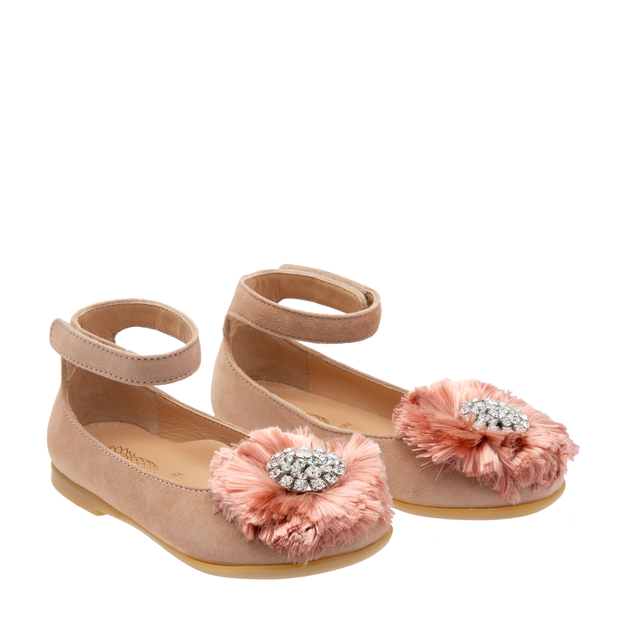 

Floral-embellished ballet flats, Pink