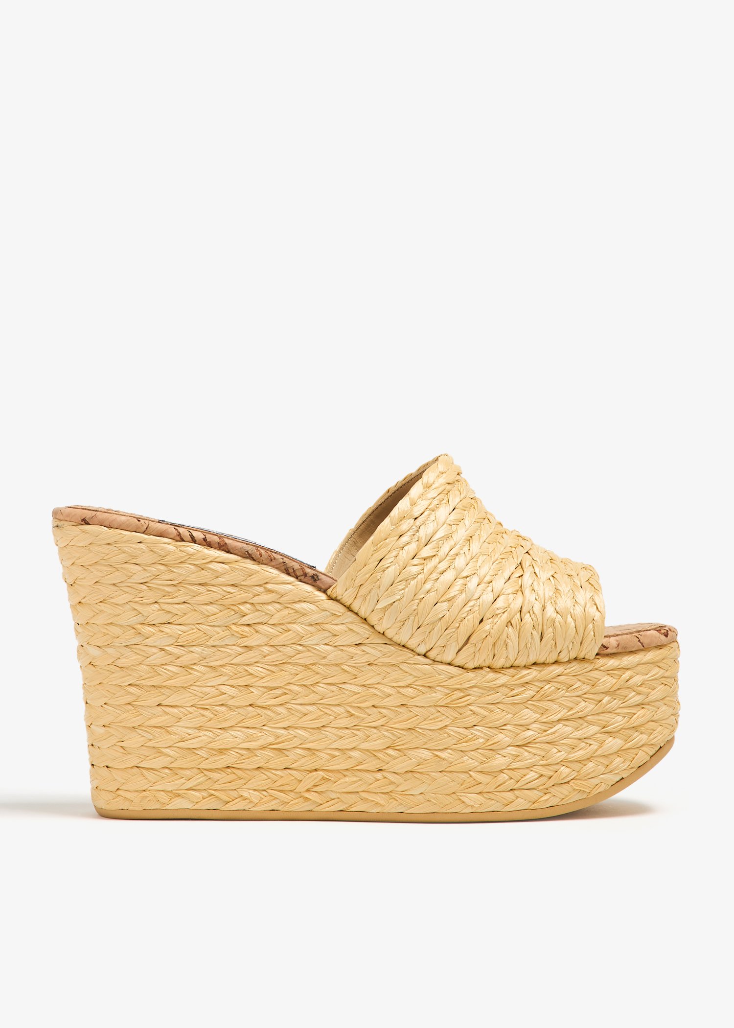 

Woven raffia wedges, Beige