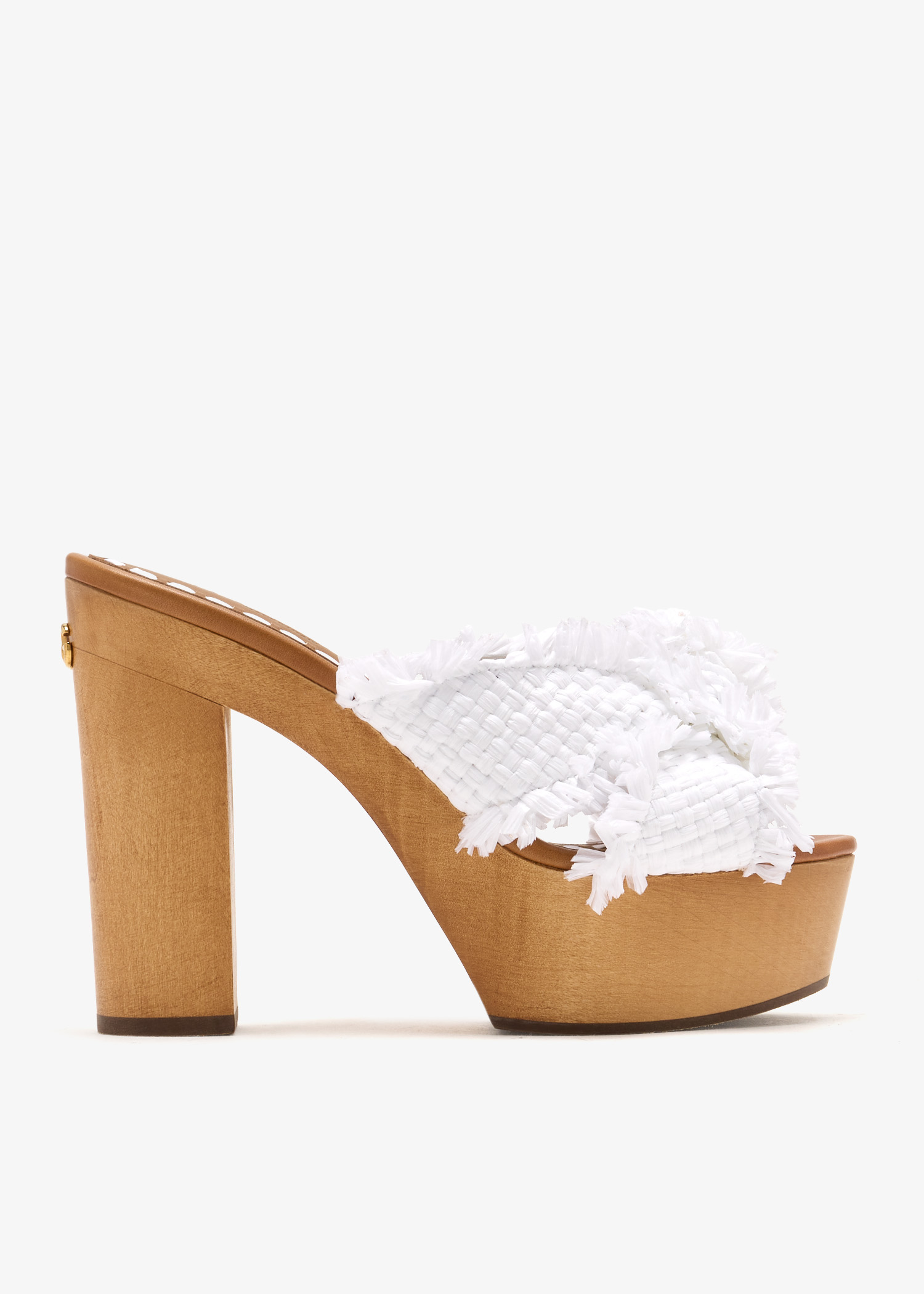 

Raffia platform sandals, White