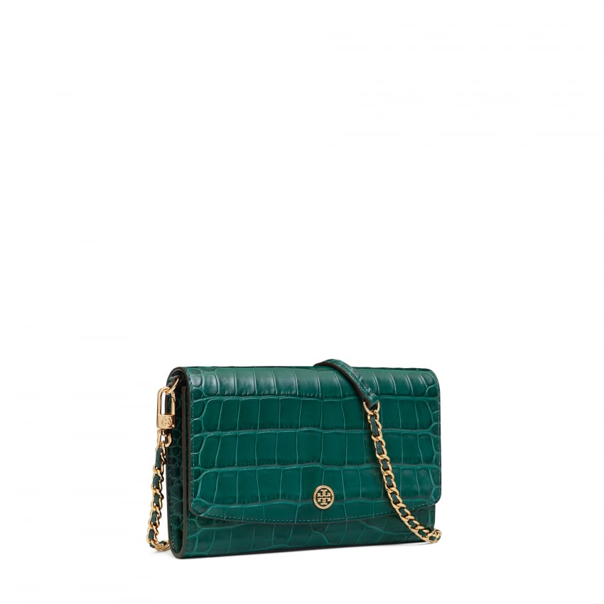 Tory Burch Robinson embossed chain wallet for Women - Green in Kuwait |  Level Shoes