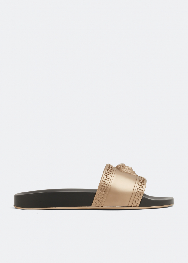 Versace Medusa rubber slides for Men - Gold in Kuwait | Level Shoes