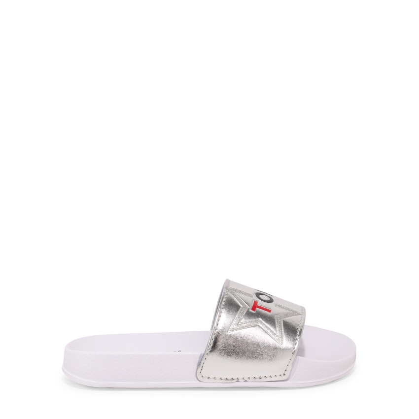 tommy hilfiger sliders silver