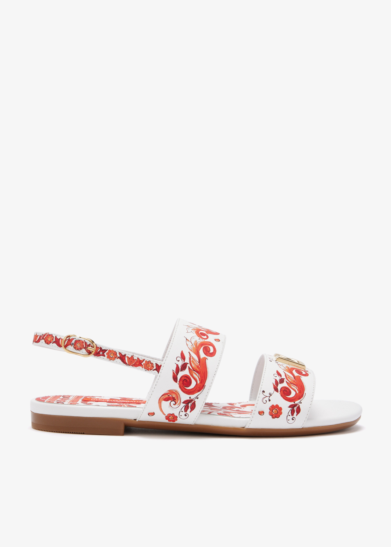 

Majolica-print leather sandals, Orange