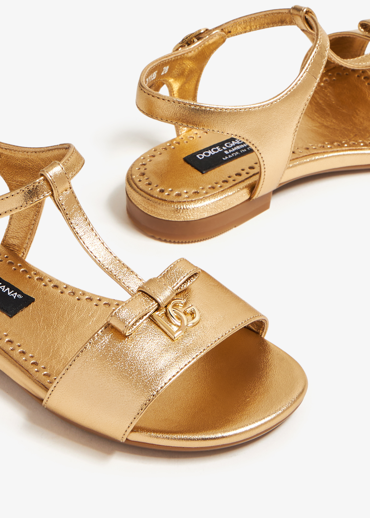 

Foiled leather sandals, Gold