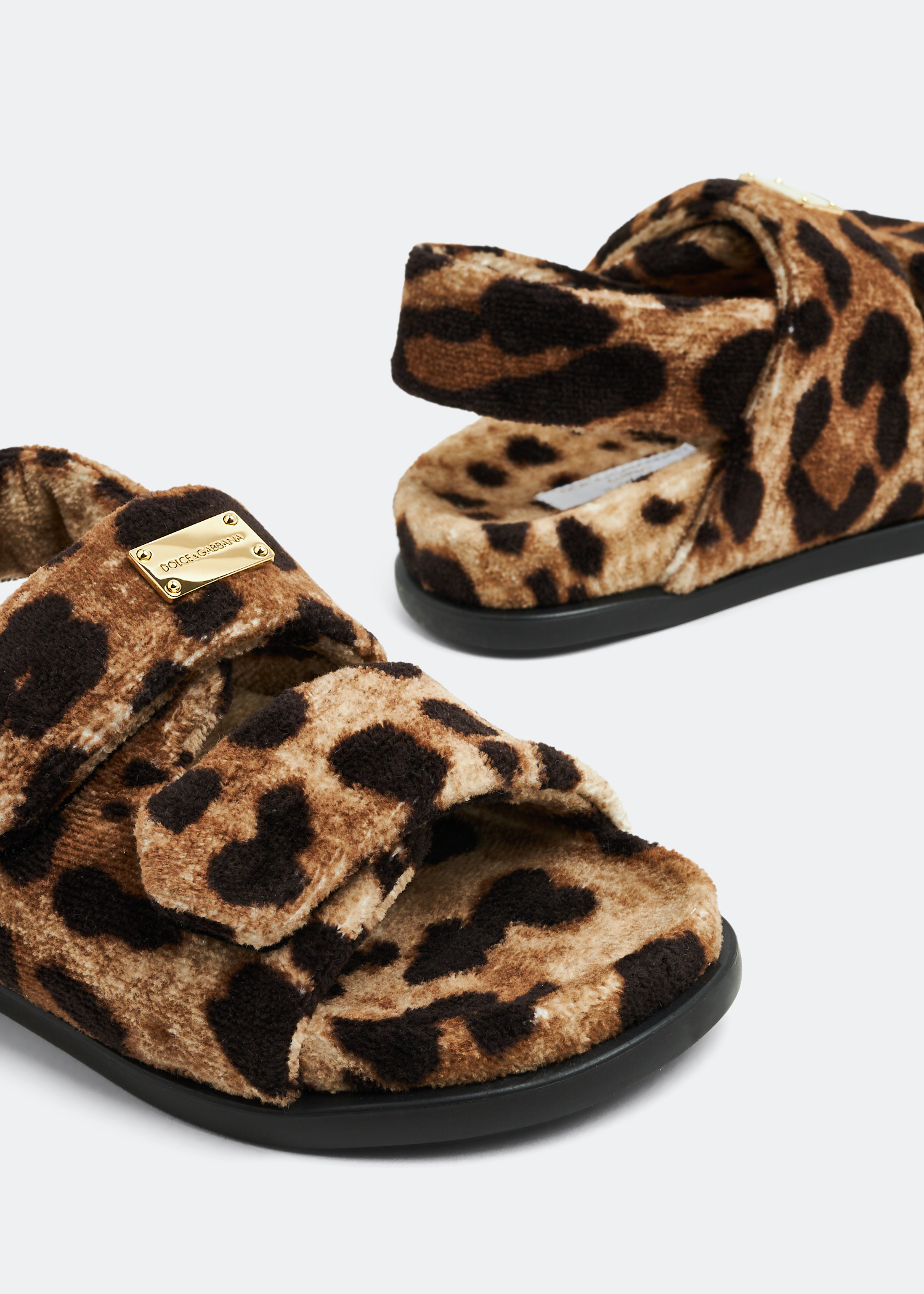 

Leopard-print terrycloth sandals, Animal print