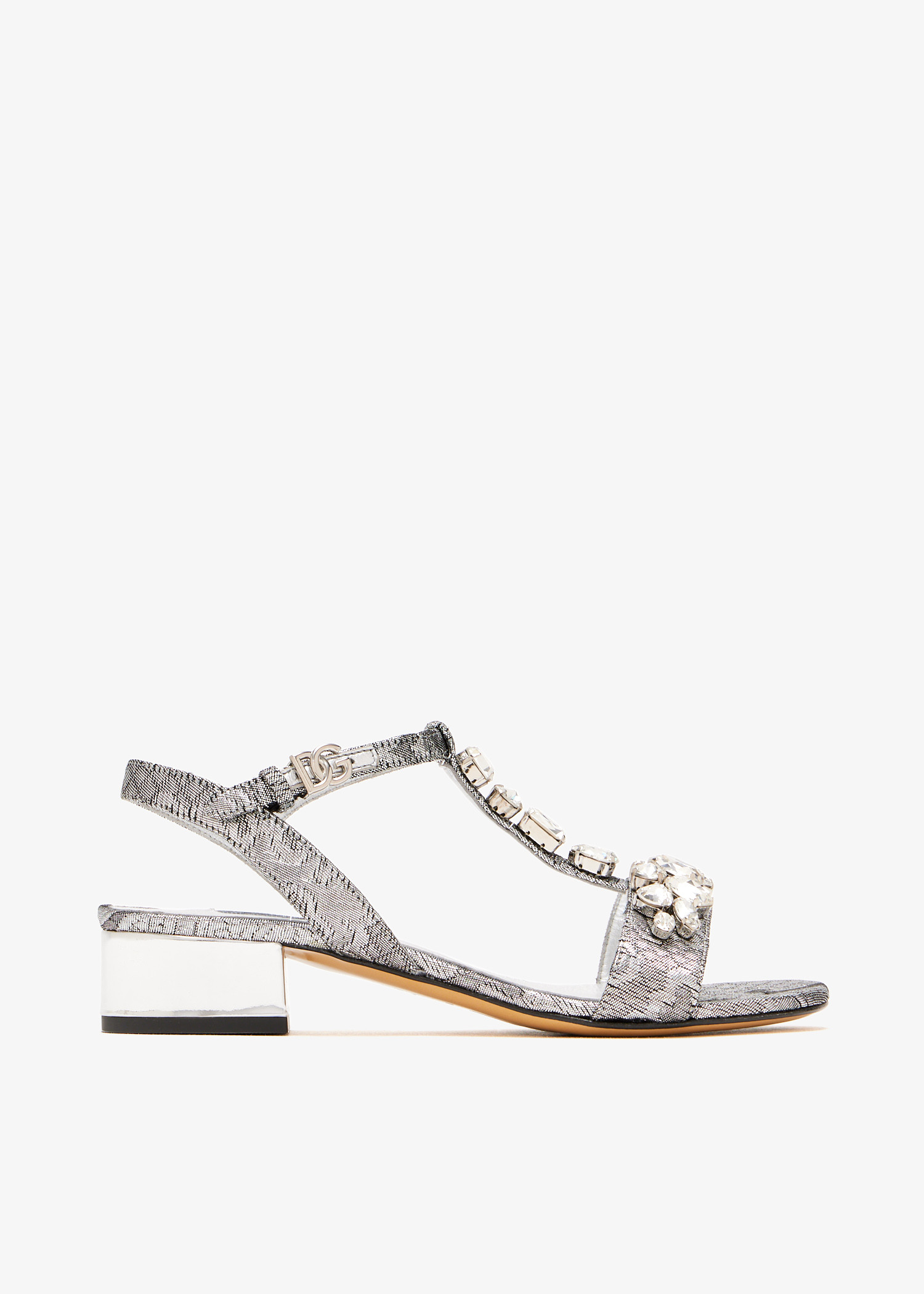 

Crystal-embellished jacquard sandals, Silver