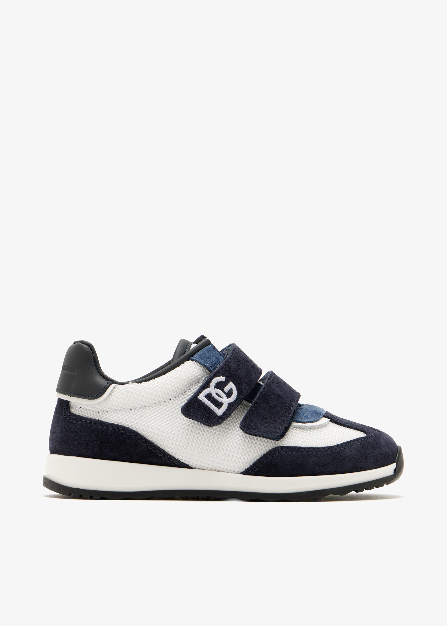 

Suede and mesh sneakers, White