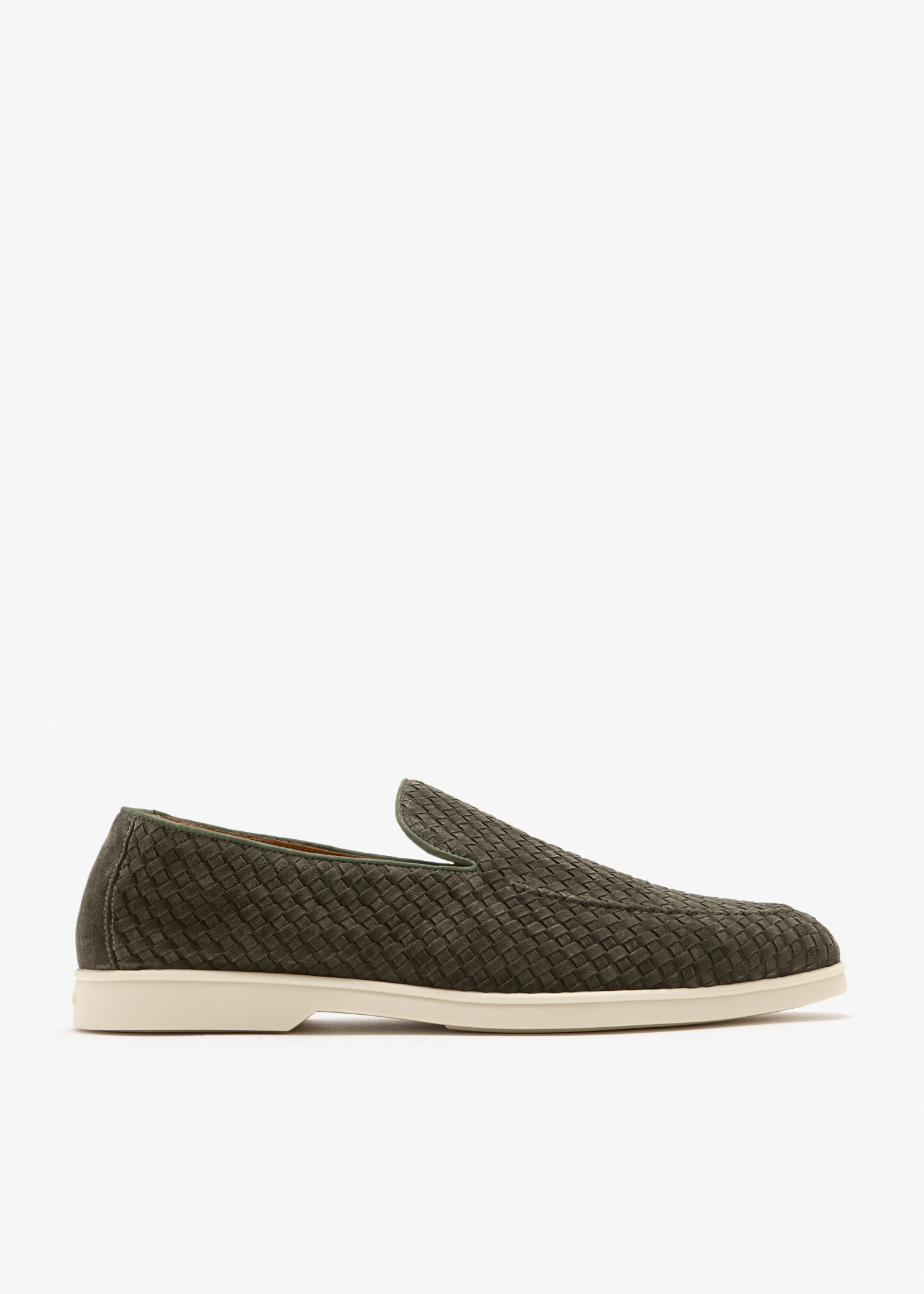 

Woven suede loafers, Green