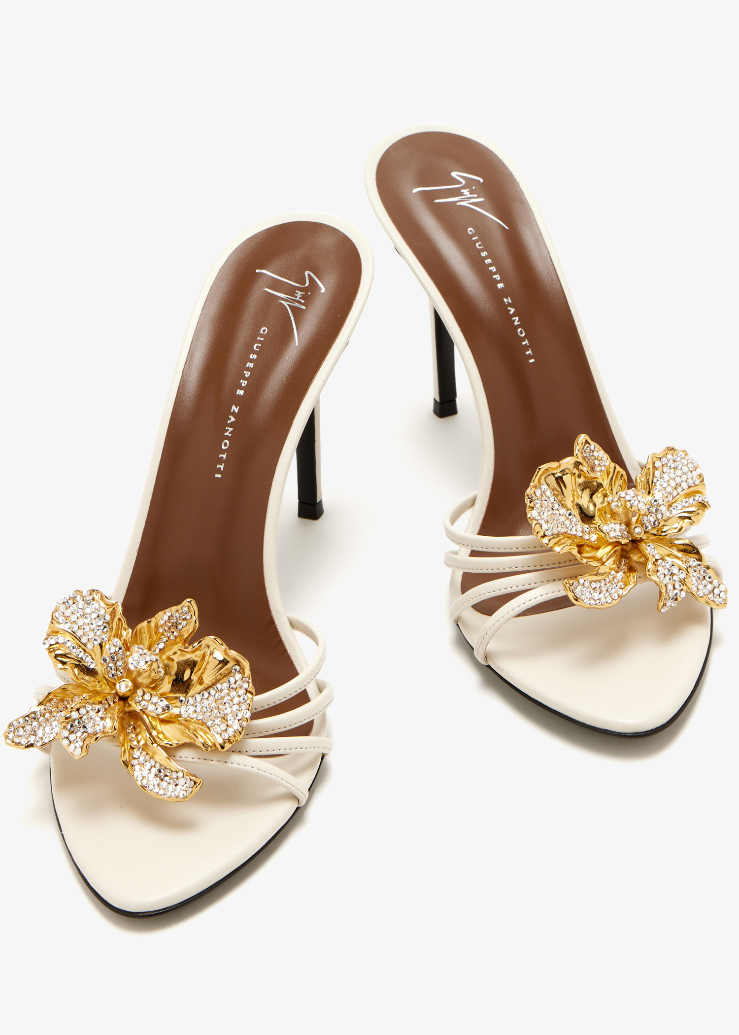 

Orchid Crystal 90 mules, White