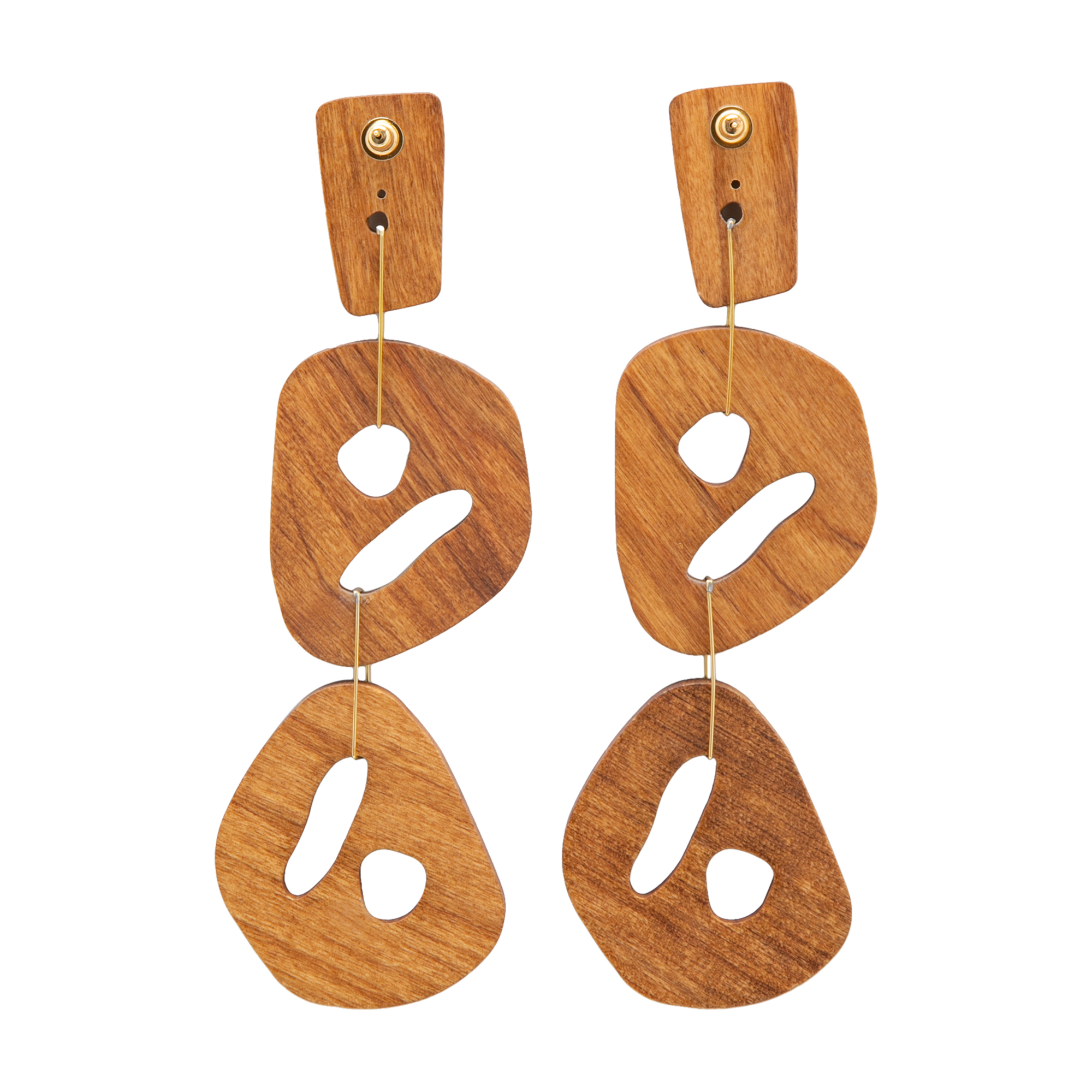 

Wood drop earrings, Pink