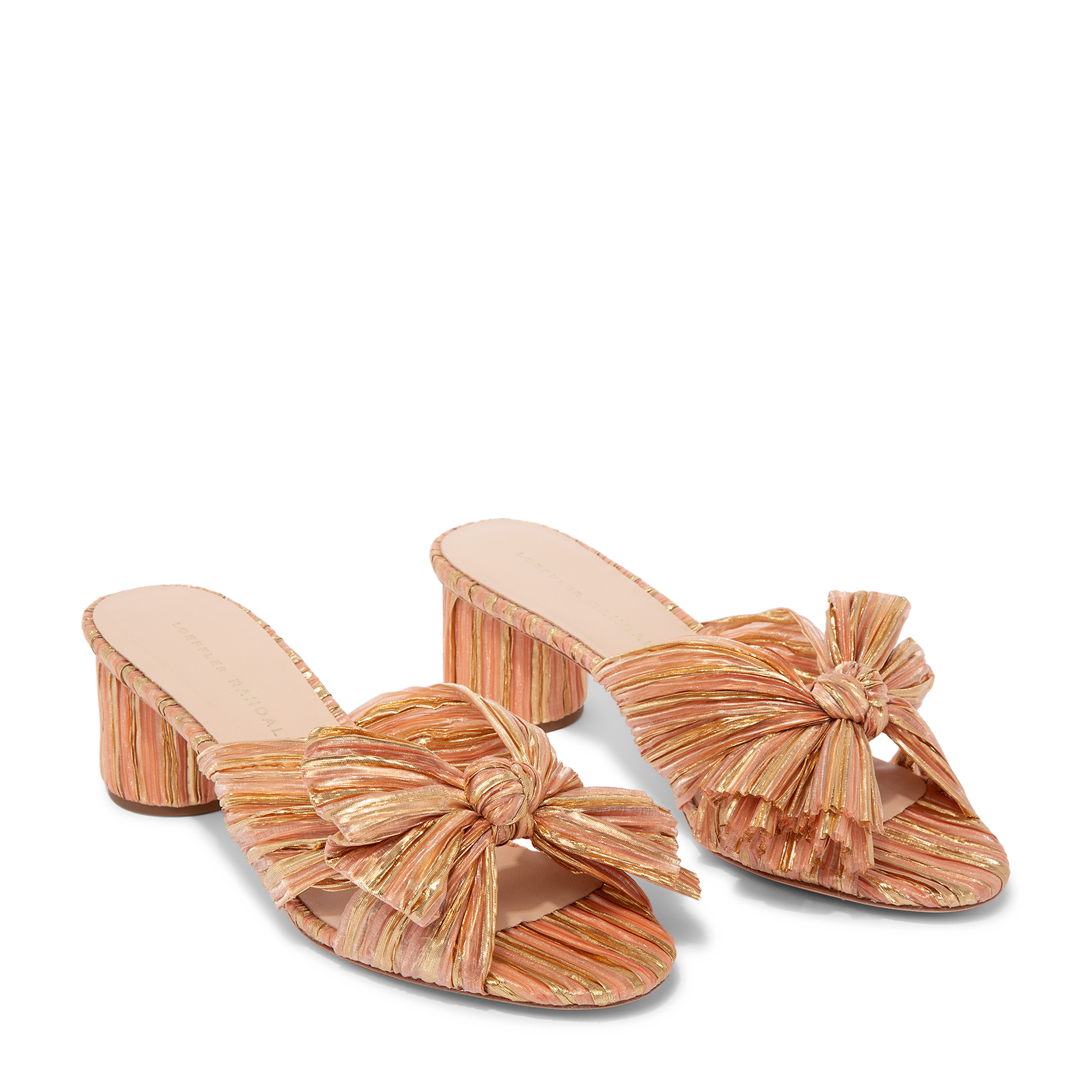 

Emilia pleated knot mules, Gold