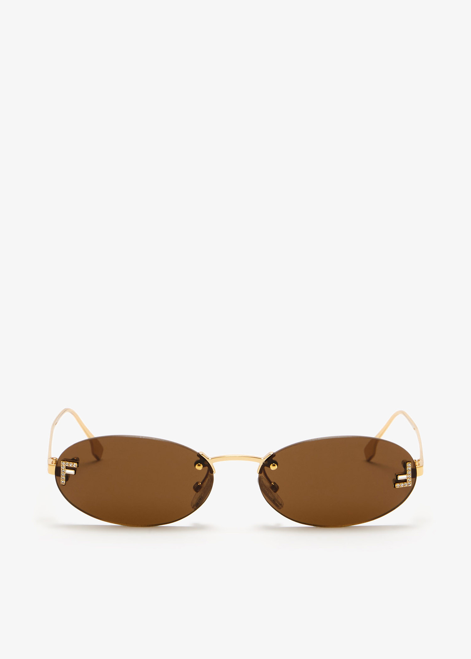 

Fendi First Crystal oval sunglasses, Gold