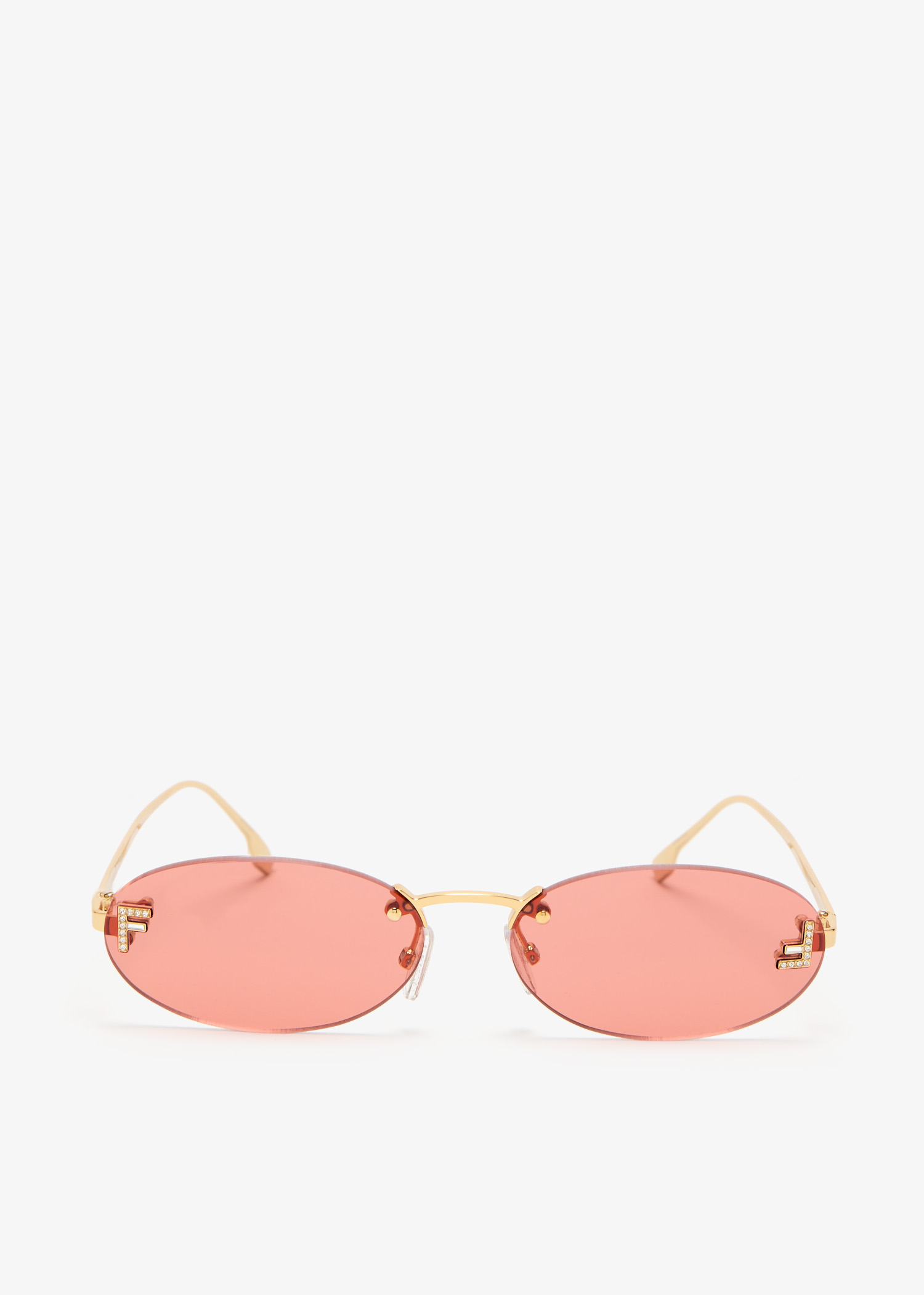 

Fendi First Crystal oval sunglasses, Gold